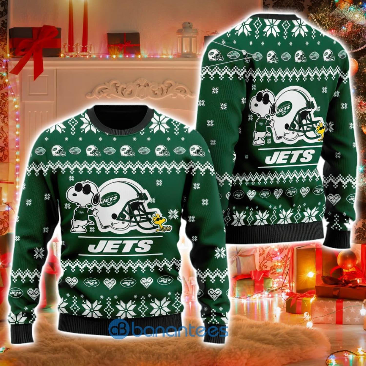 NFL New York Jets Custom Name And Number For Sport Fans Ugly Christmas  Sweater - Banantees