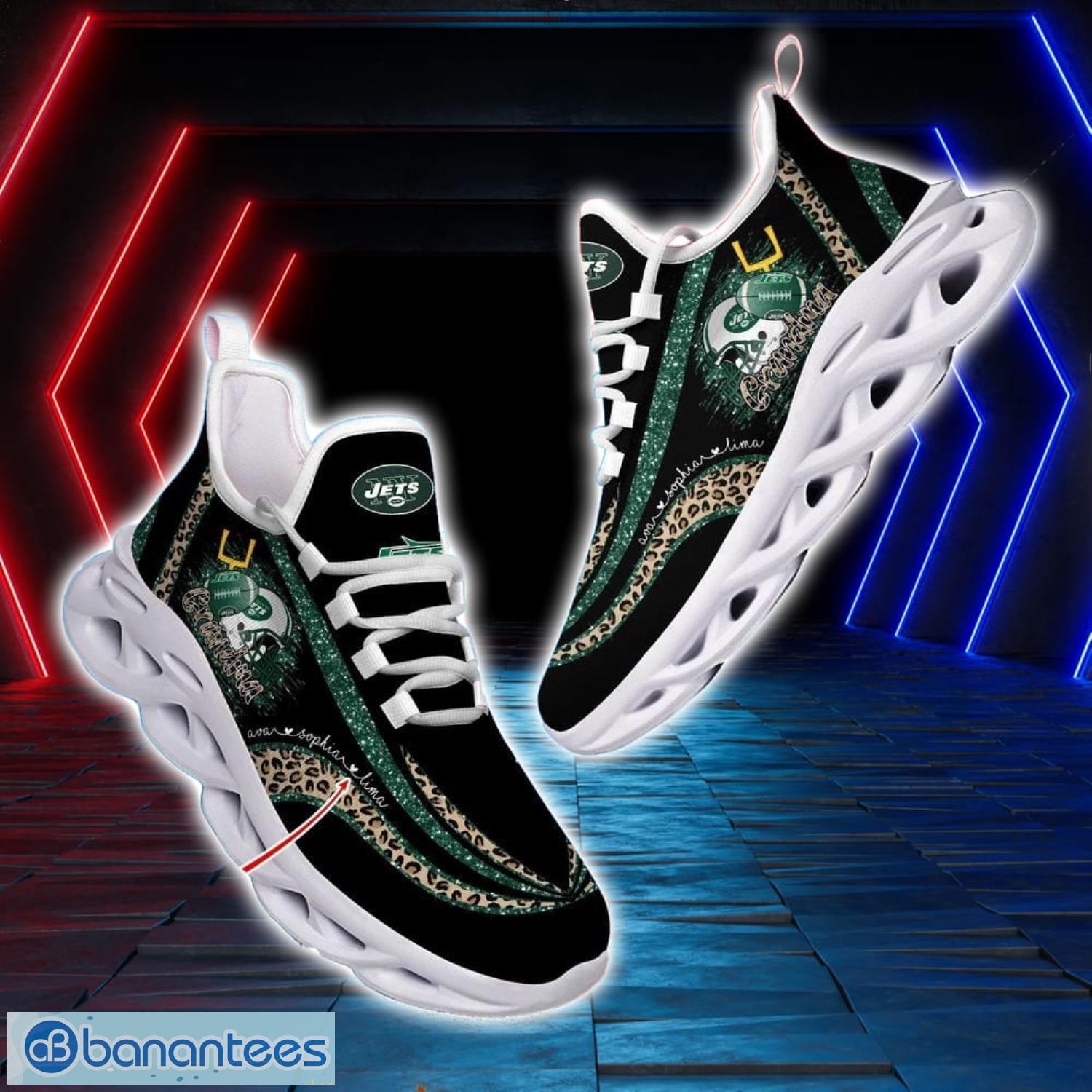 New York Jets NFL Max Soul Shoes Custom Name Leopard Prints Running Shoes For NFL Fans Product Photo 1