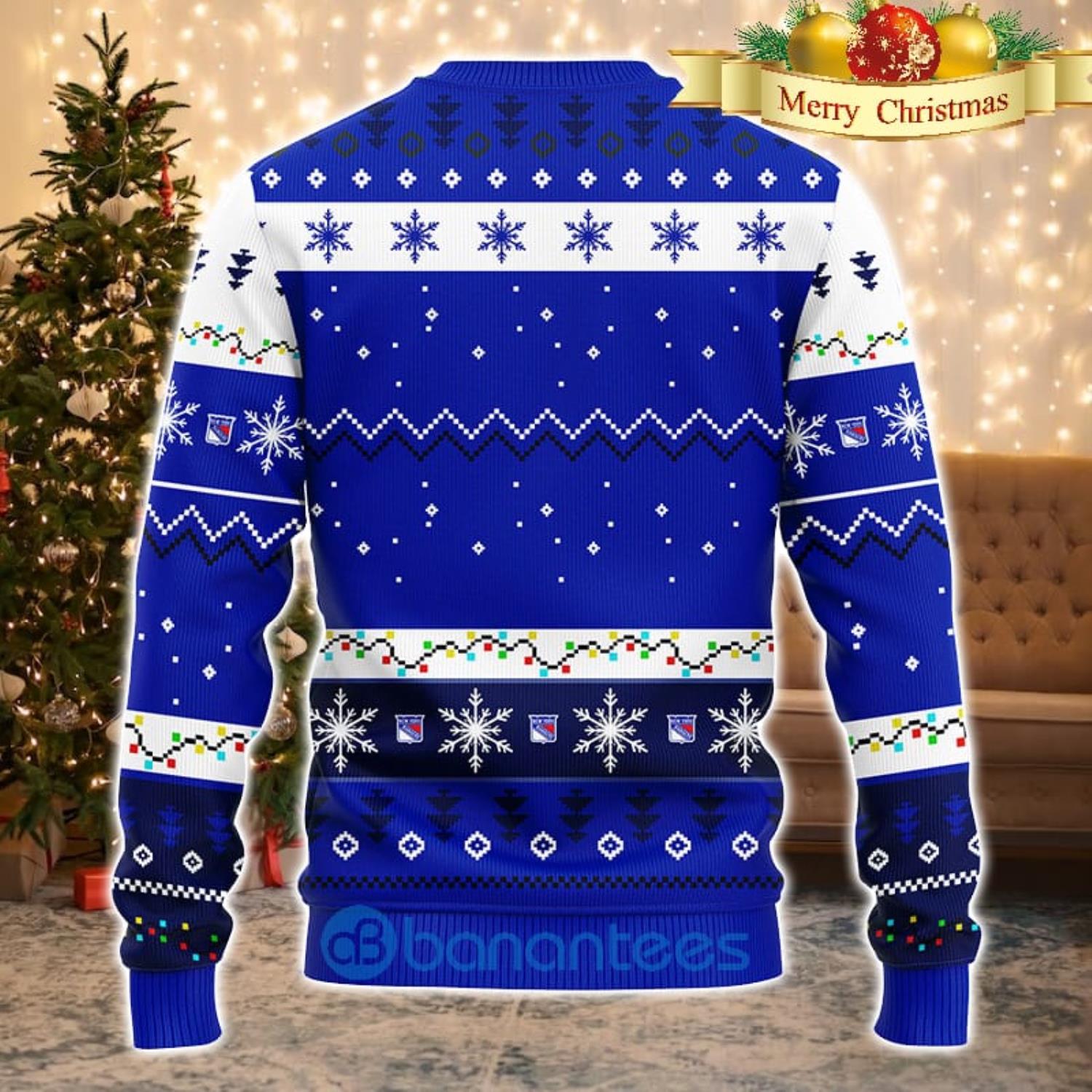 New York Rangers NHL Team HoHoHo Mickey Funny Men And Women Christmas Gift 3D Ugly Christmas Sweater Product Photo 1
