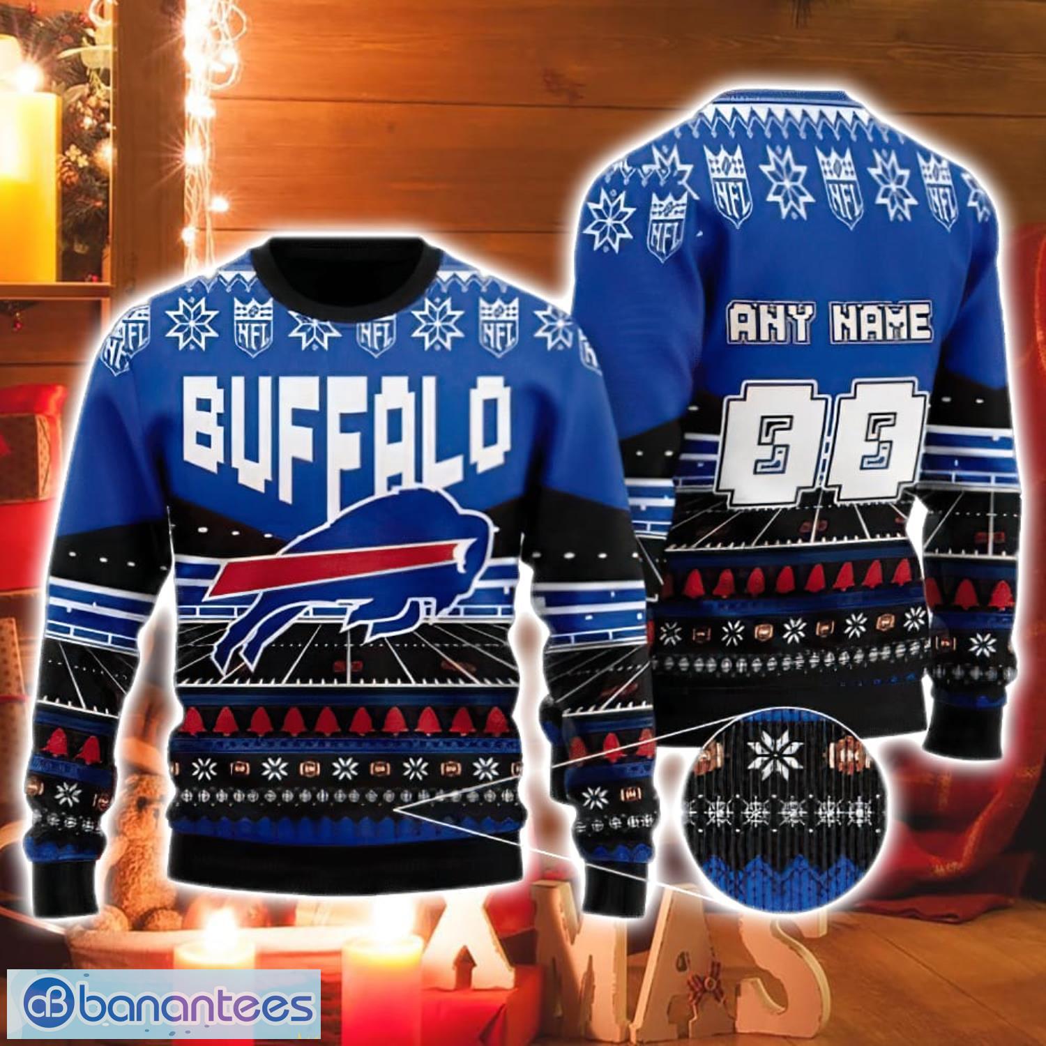 Buffalo Bills Ugly Sweater NFL Buffalo Bills Personalized Name And Number  Ugly Christmas Sweater