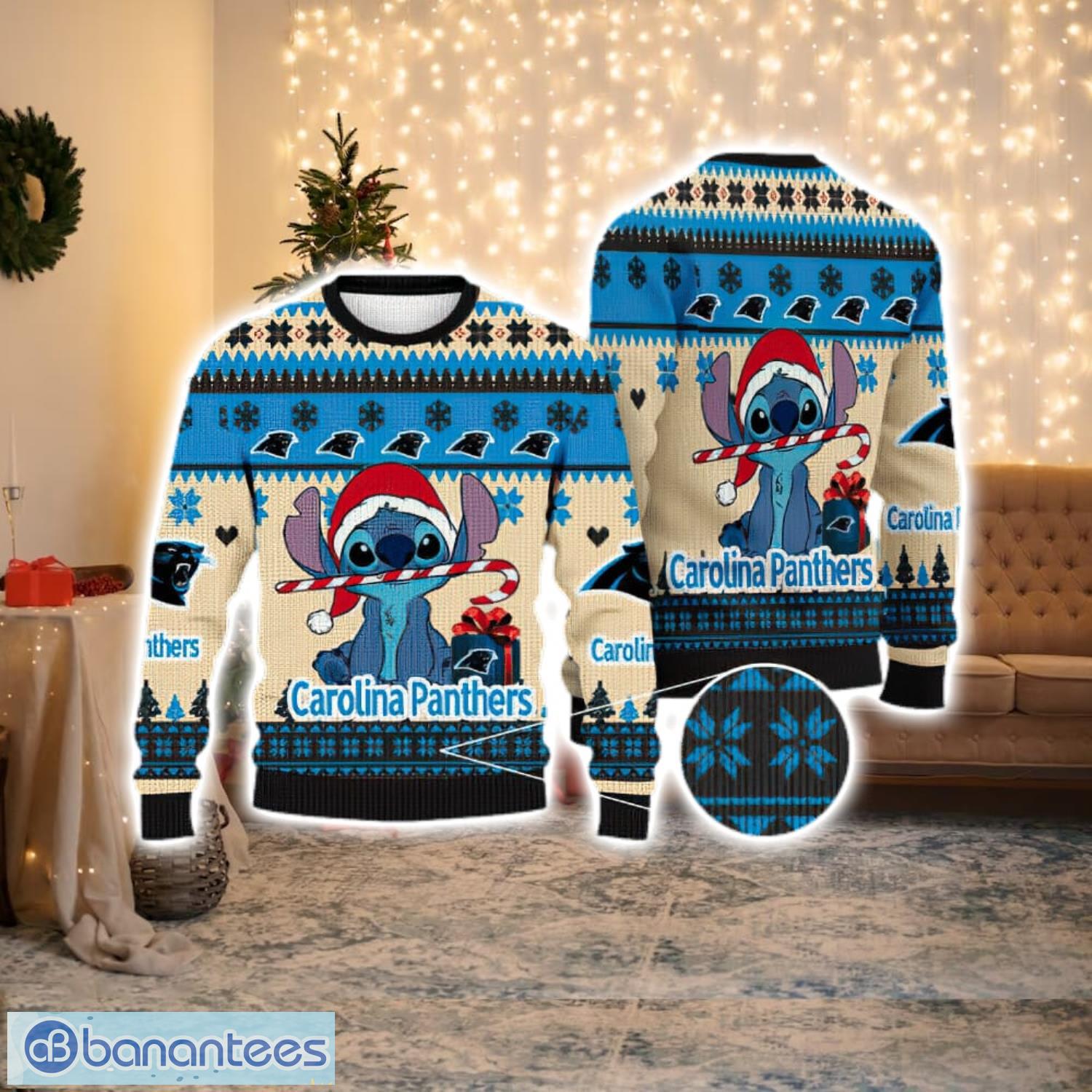 Men And Women Christmas Gift NFL Carolina Panthers Cute 12 Grinch Face Xmas  Day 3D Ugly Christmas Sweater - Banantees