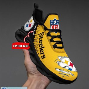 NFL Custom Name Shoes Pittsburgh Steelers 3D Max Soul Shoes Running Sneakers Product Photo 4