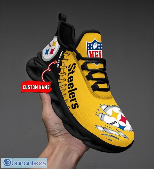 NFL Custom Name Shoes Pittsburgh Steelers 3D Max Soul Shoes Running Sneakers Product Photo 4