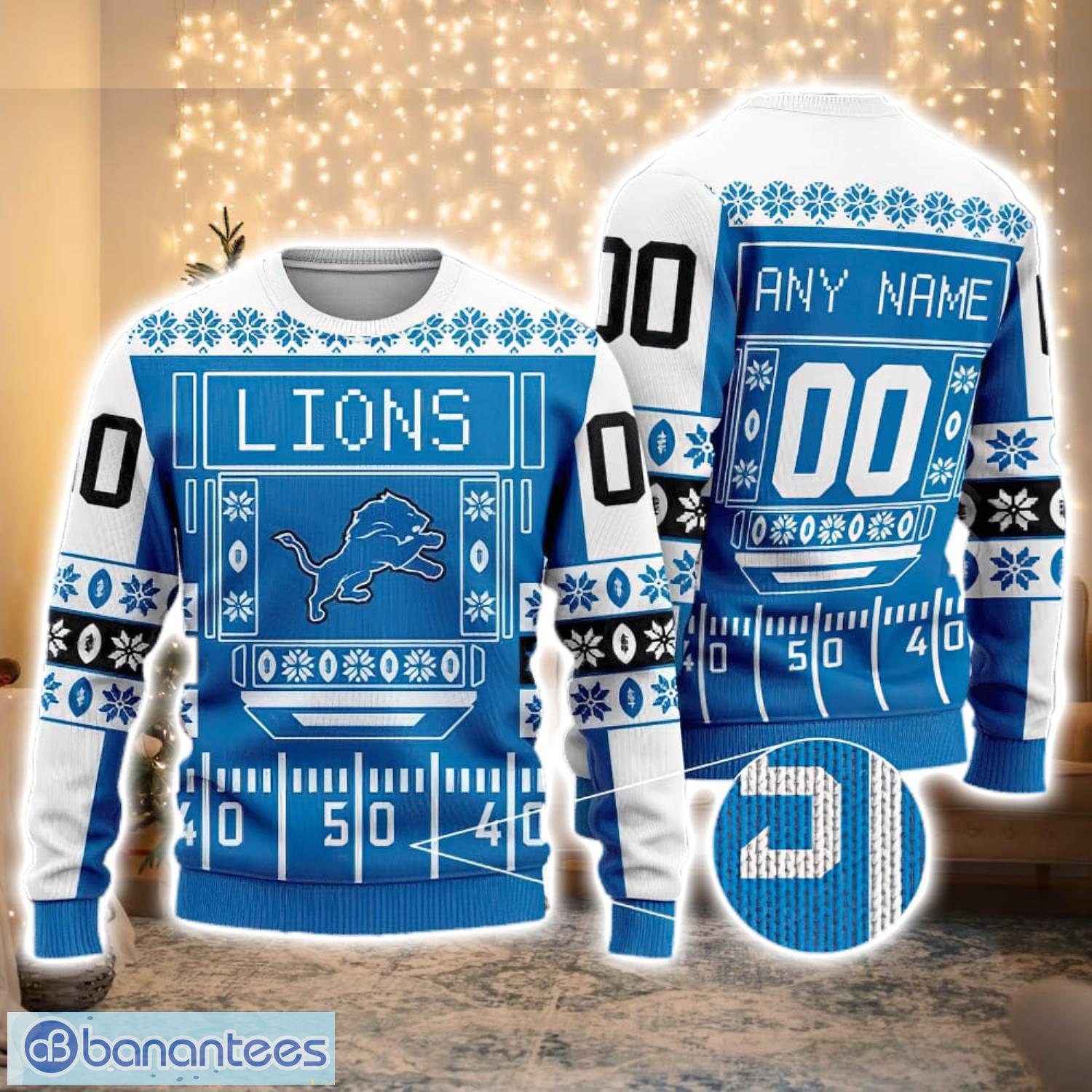 Detroit Lions Christmas Ugly Sweater Print Funny Grinch Show Your