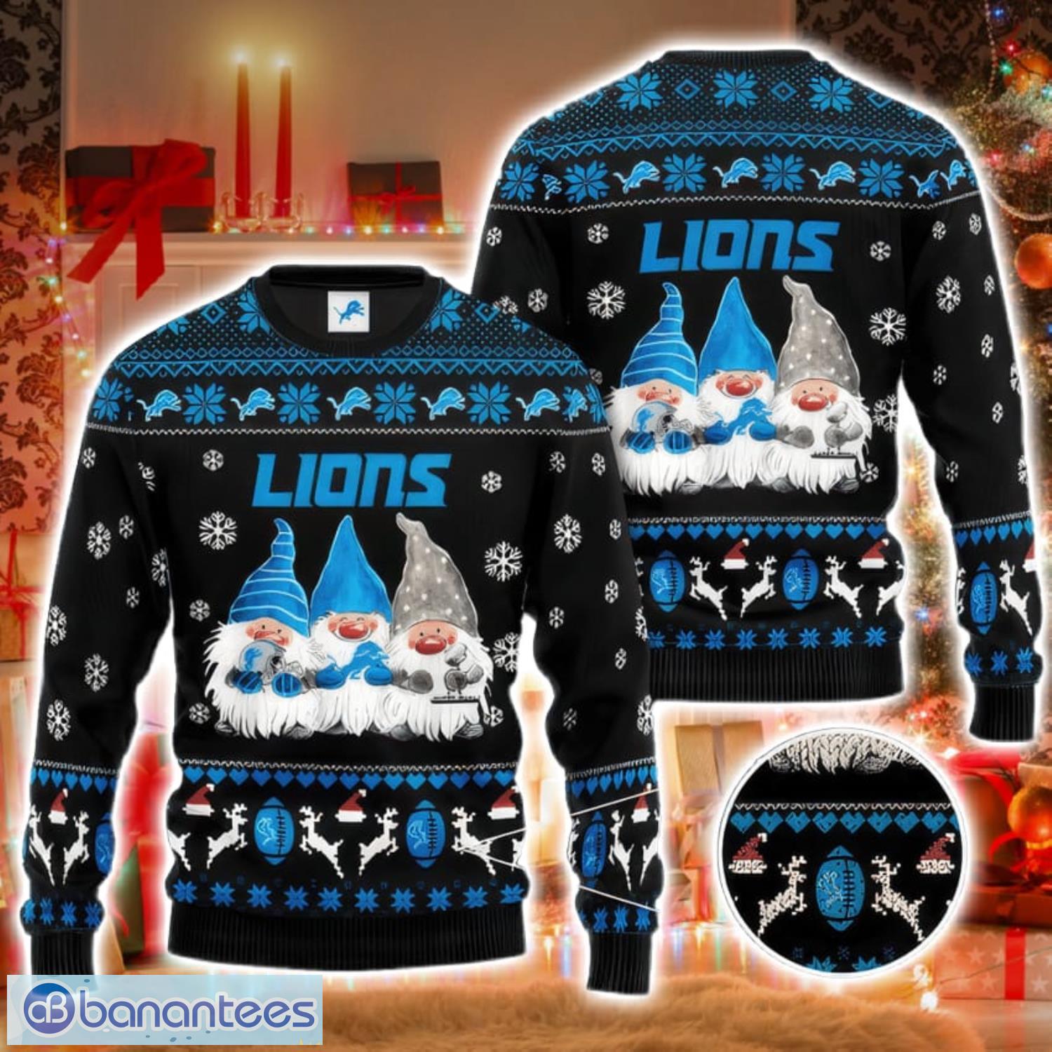 Detroit Lions Nfl Custom Name And Number For Sport Fans Ugly Christmas  Sweater - Banantees