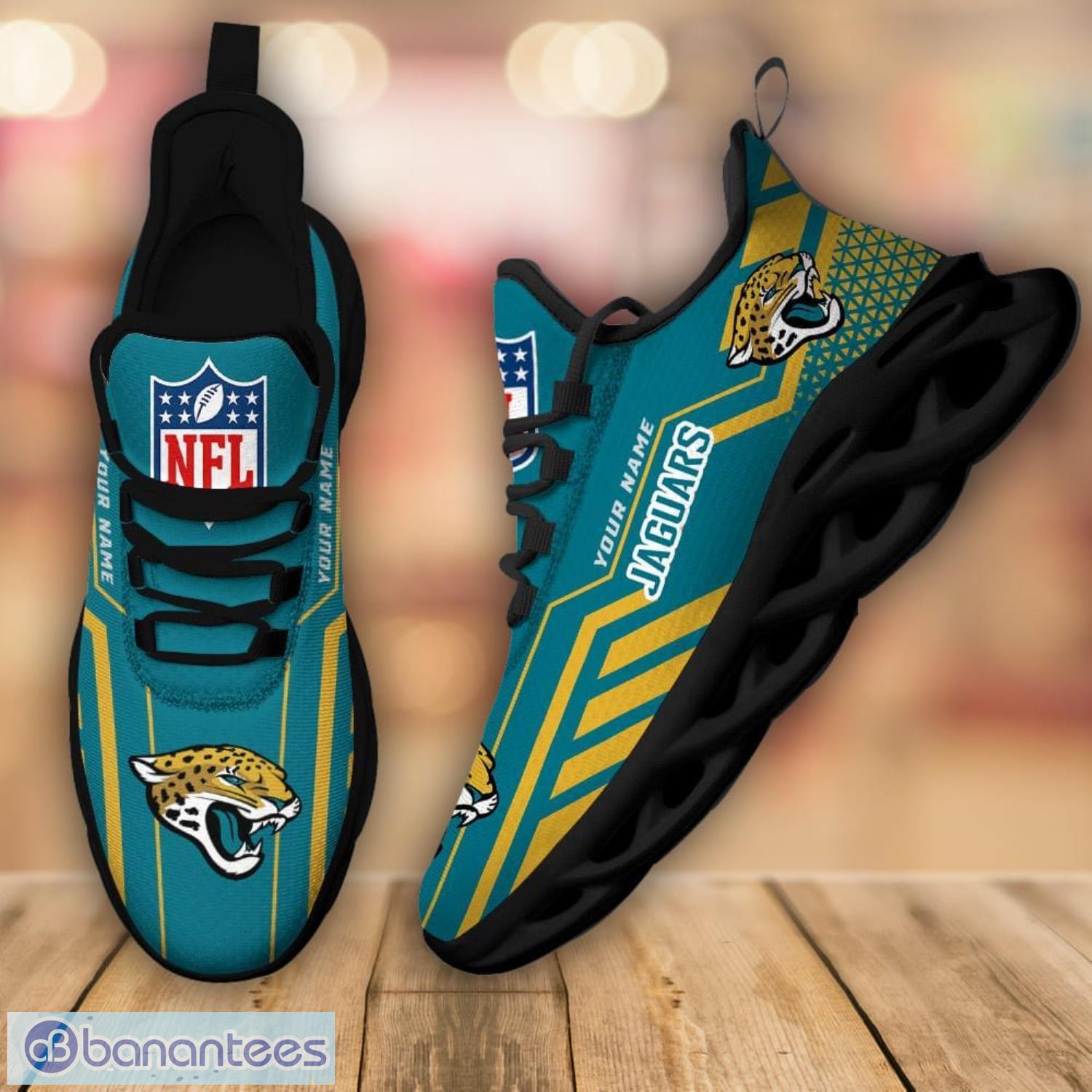 Jacksonville Jaguars Premium NFL Team Sneakers Custom Name Air Cushion Shoes  For Fans - Banantees