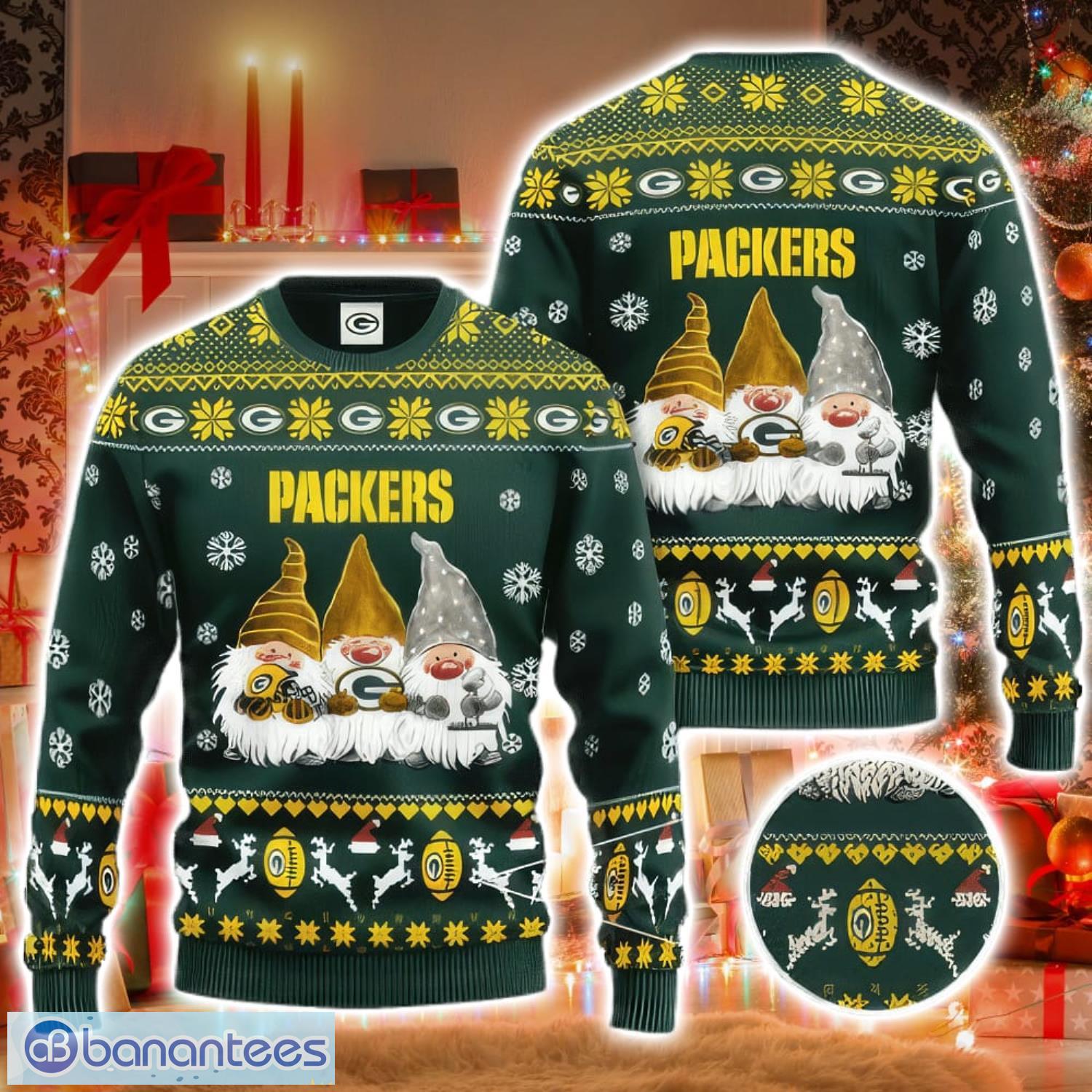 NFL Green Bay Packers Gnome Christmas Sweater Xmas Gift - Banantees