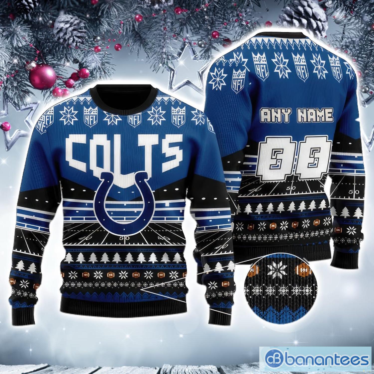 Custom Name And Number NFL Indianapolis Colts 3D Ugly Christmas Sweater  Christmas Gift For Sport Fans - Banantees