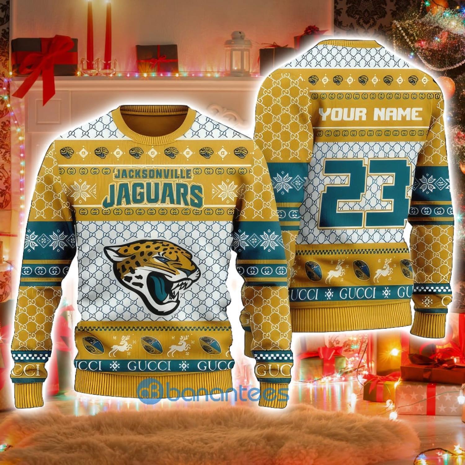 Personalized Jacksonville Jaguars Ugly Christmas Sweater Surprise