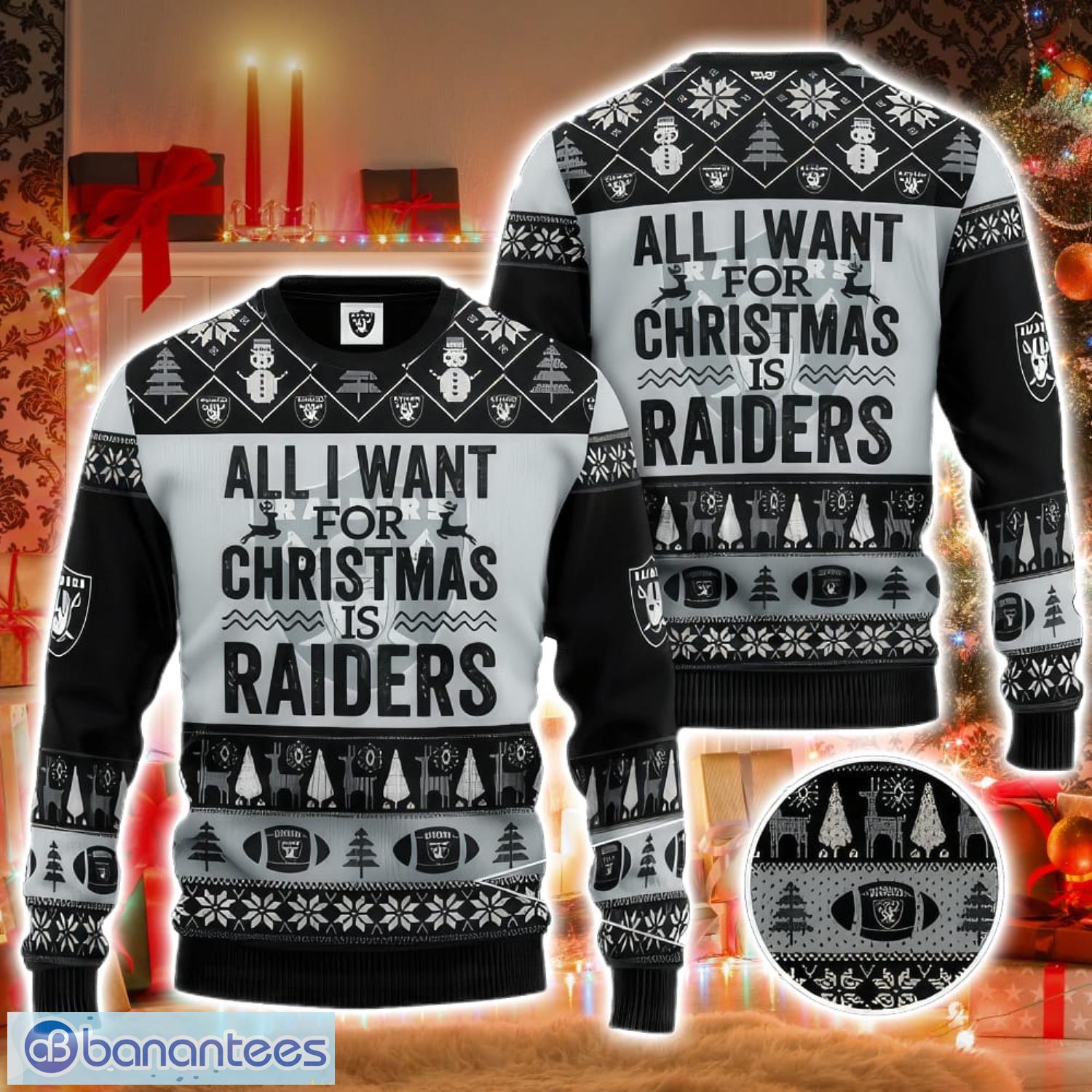 NFL Las Vegas Raiders Christmas Sweater Xmas Gift - Banantees