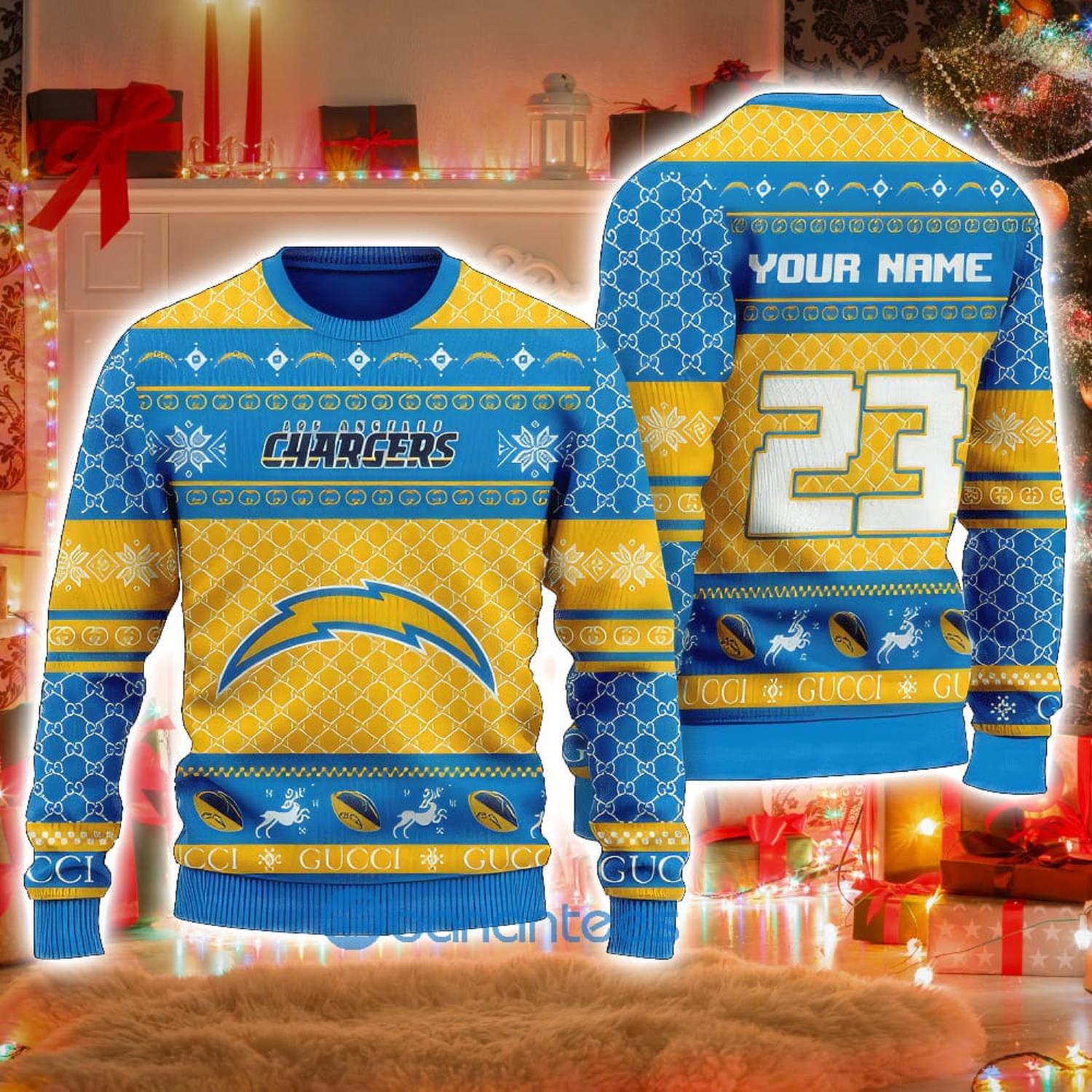 La Chargers Nfl Personalized Name Number Ugly Christmas Sweater