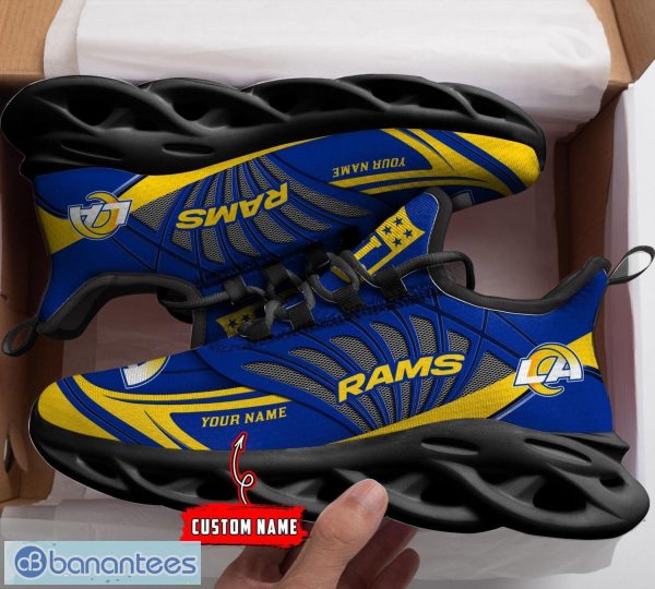 Personalize NFL Los Angeles Rams Blue Golden Max Soul Running Shoes -  T-shirts Low Price