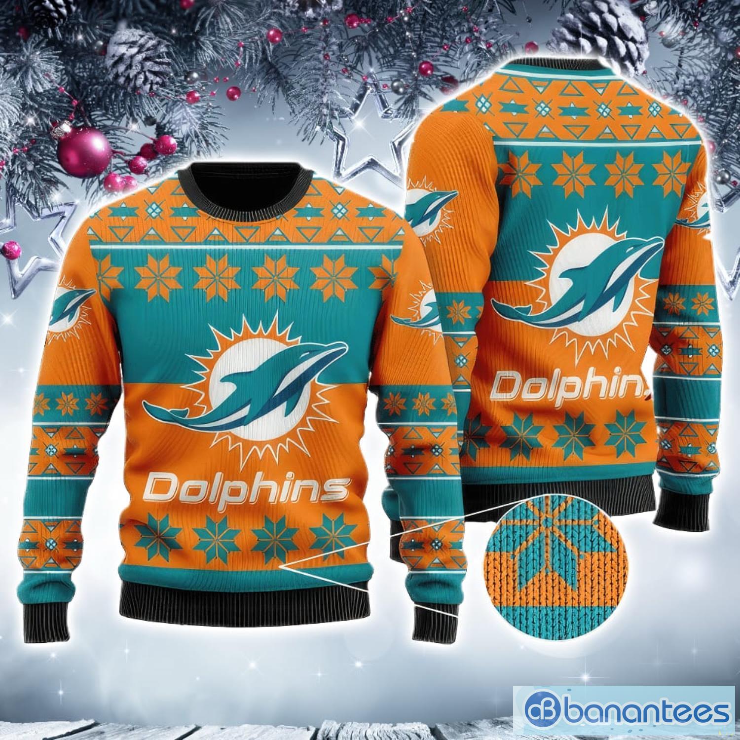 NFL Miami Dolphins 3D Ugly Christmas Sweater Cute Christmas Gift For Sport  Fans - Banantees