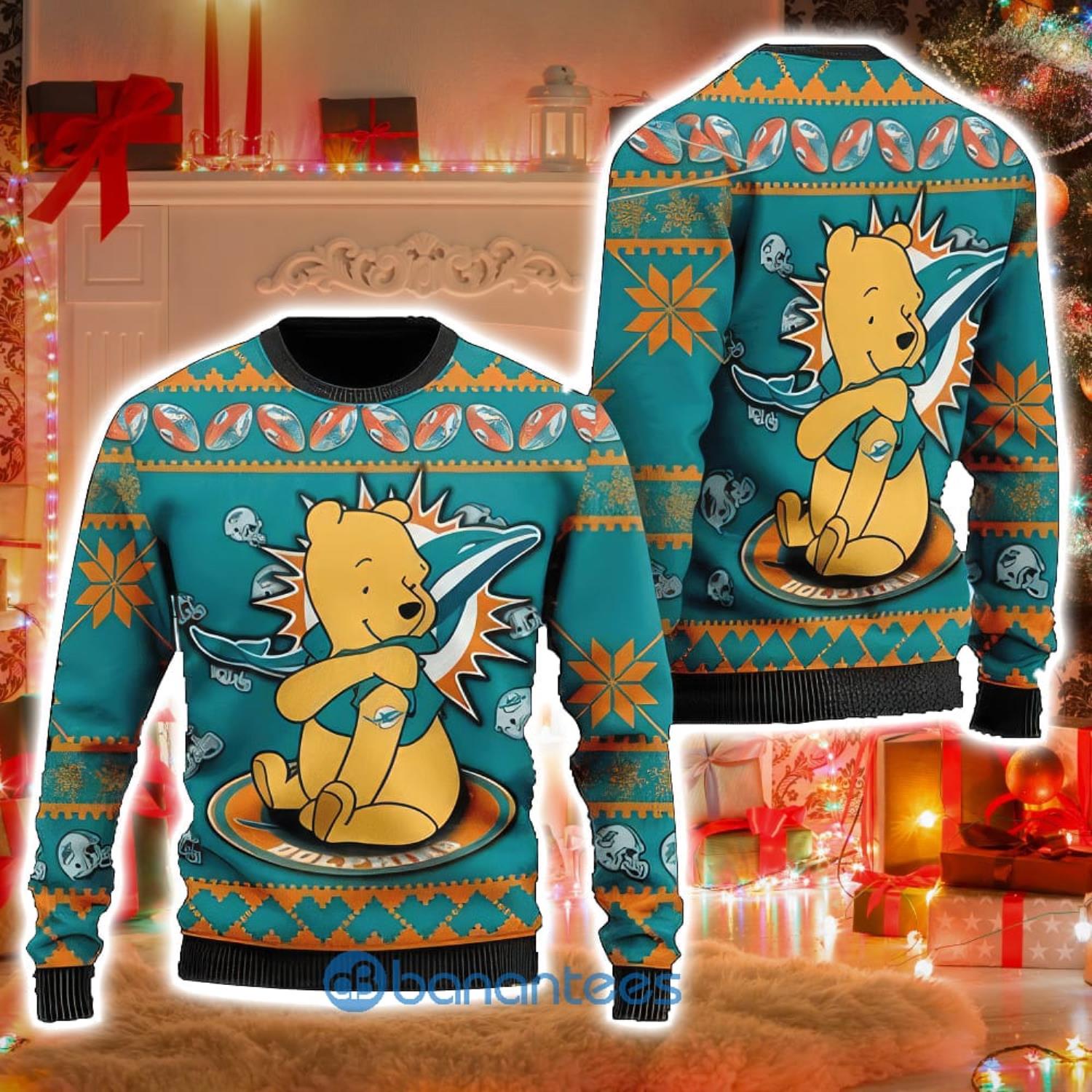 NFL Miami Dolphins Custom Name And Number Ugly Christmas Sweater Christmas  Gift For Sport Team - Limotees