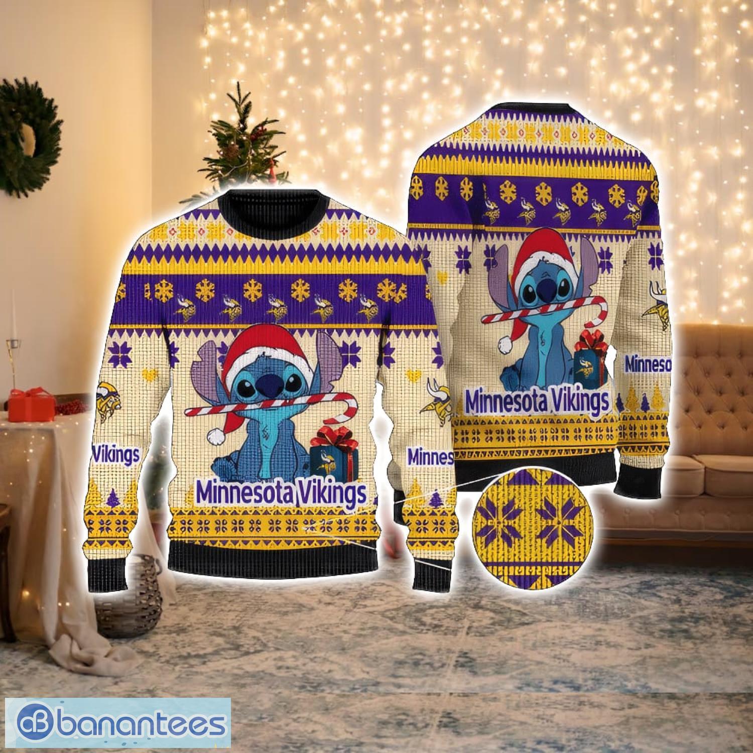 NFL Minnesota Vikings Cute Stitch Christmas Gift Ugly Christmas Sweater -  Banantees