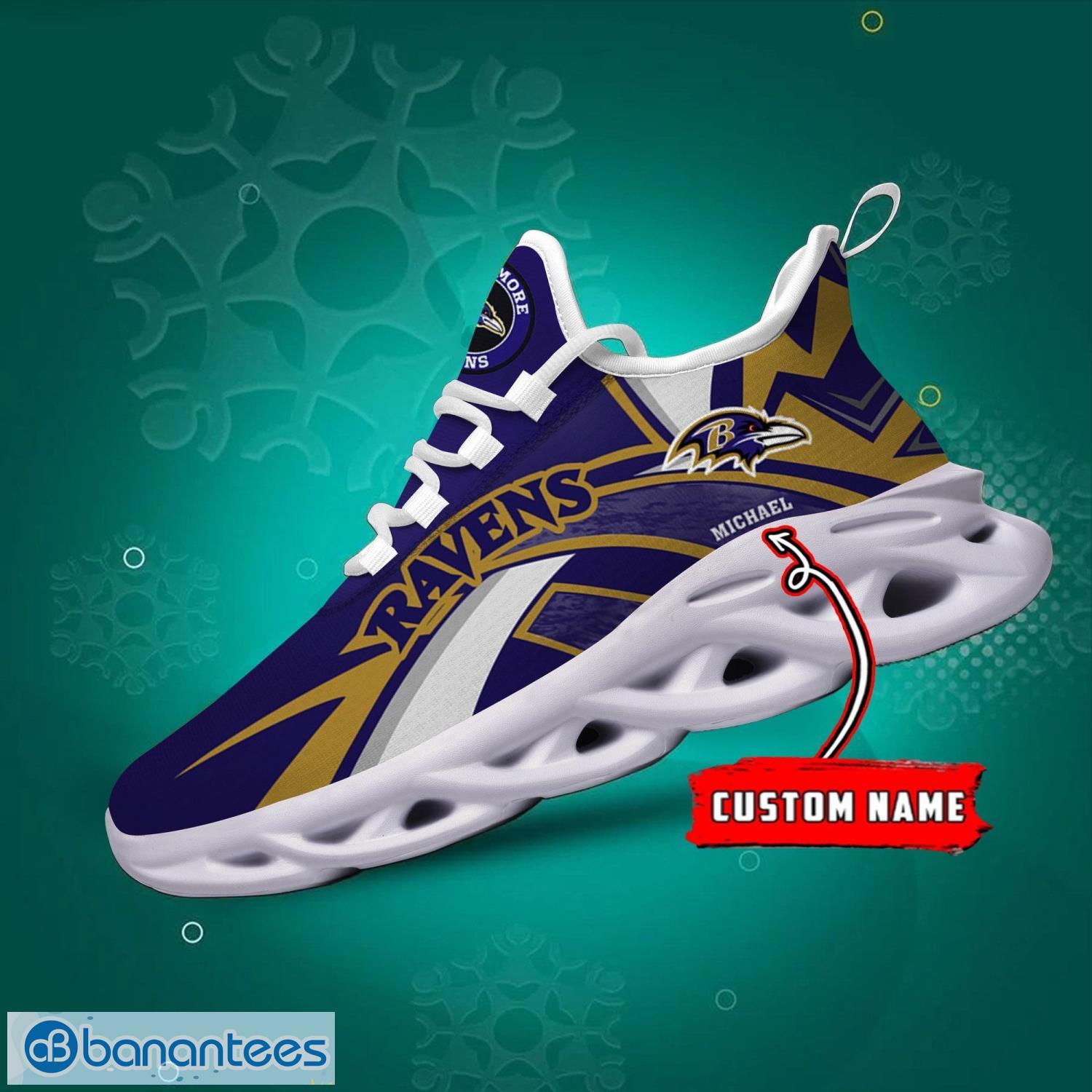 NFL Baltimore Ravens Custom Name Purple Black Max Soul Shoes Gift For Fans  Sport - Freedomdesign