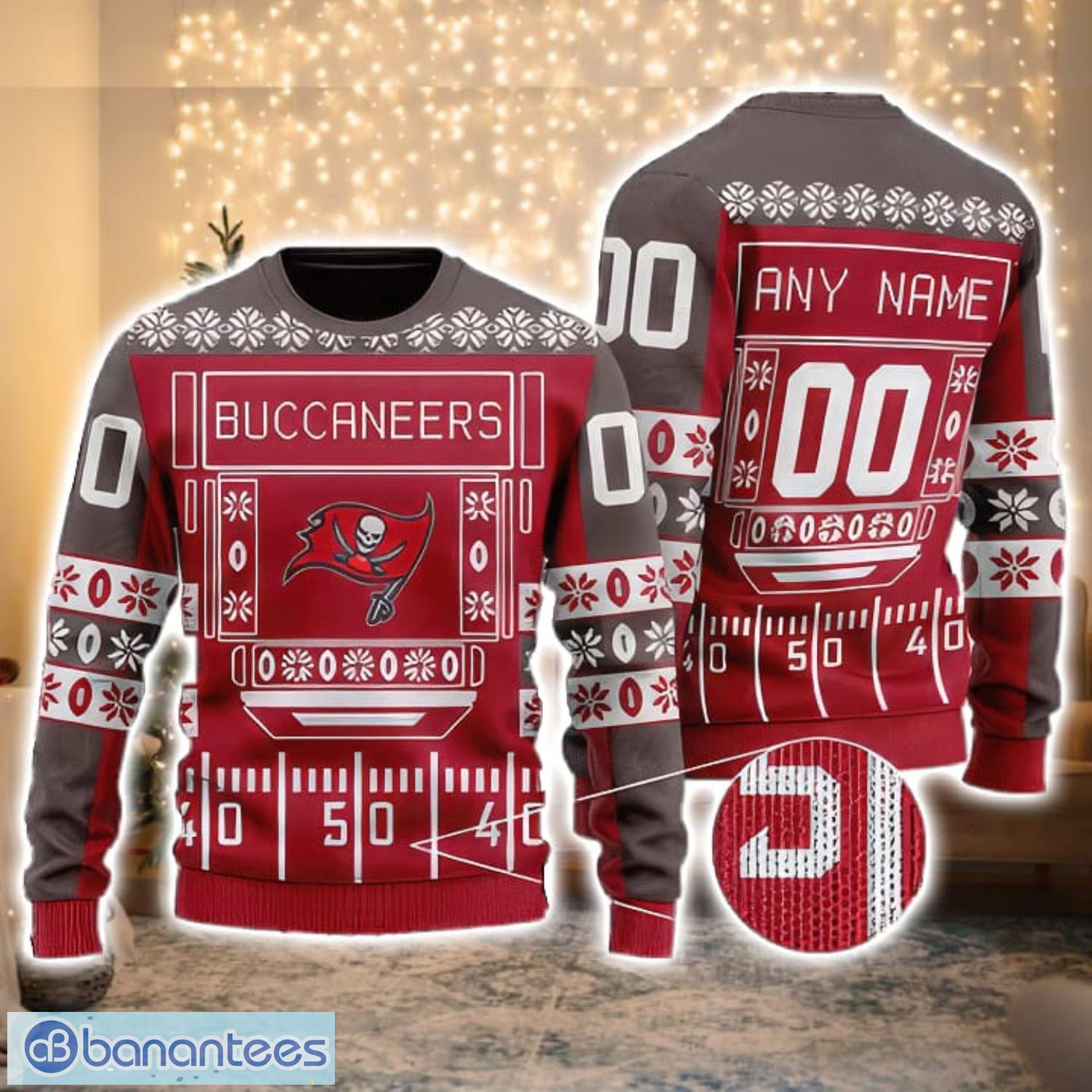 NFL Tampa Bay Buccaneers Custom Name And Number For Sport Fans Ugly  Christmas Sweater - Banantees