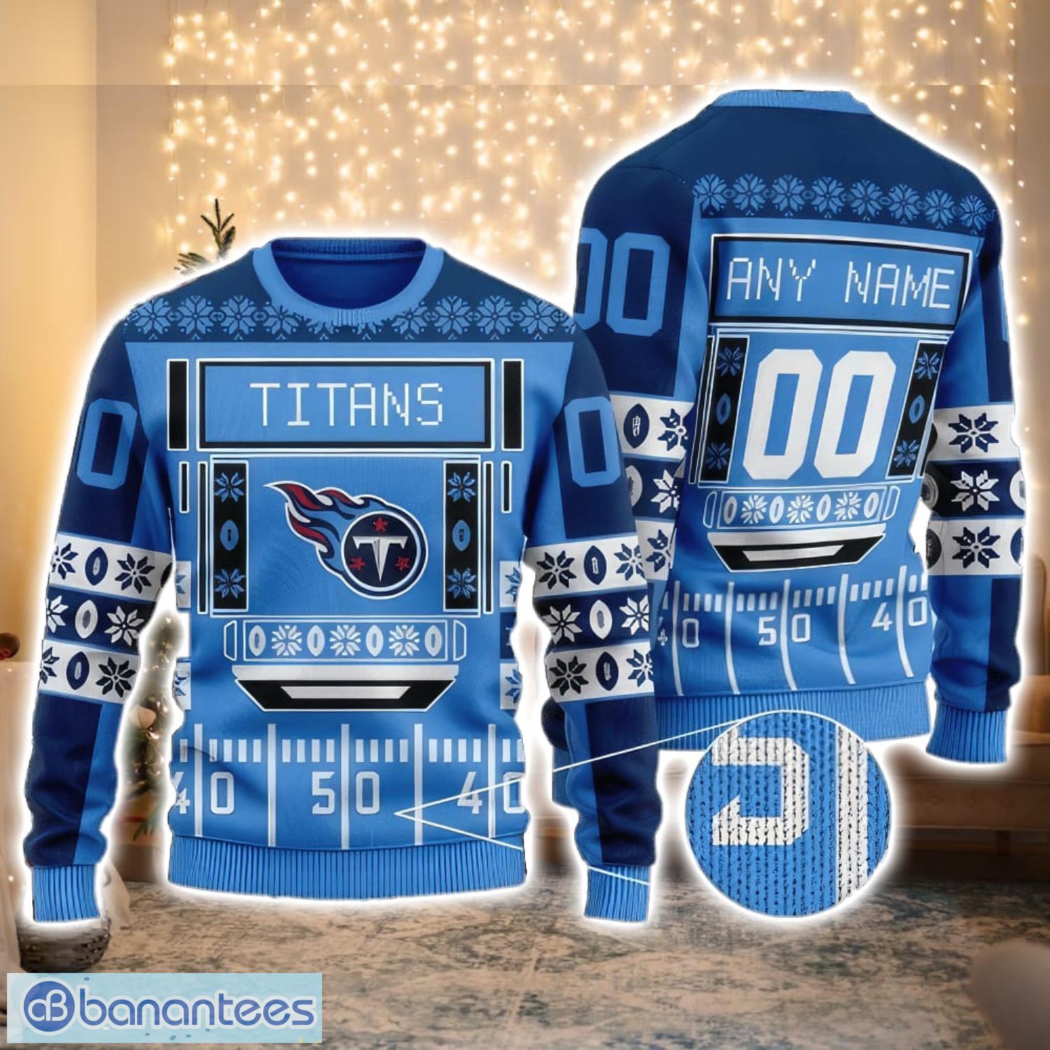 NFL Tennessee Titans Custom Name And Number For Sport Fans Ugly Christmas  Sweater - Banantees