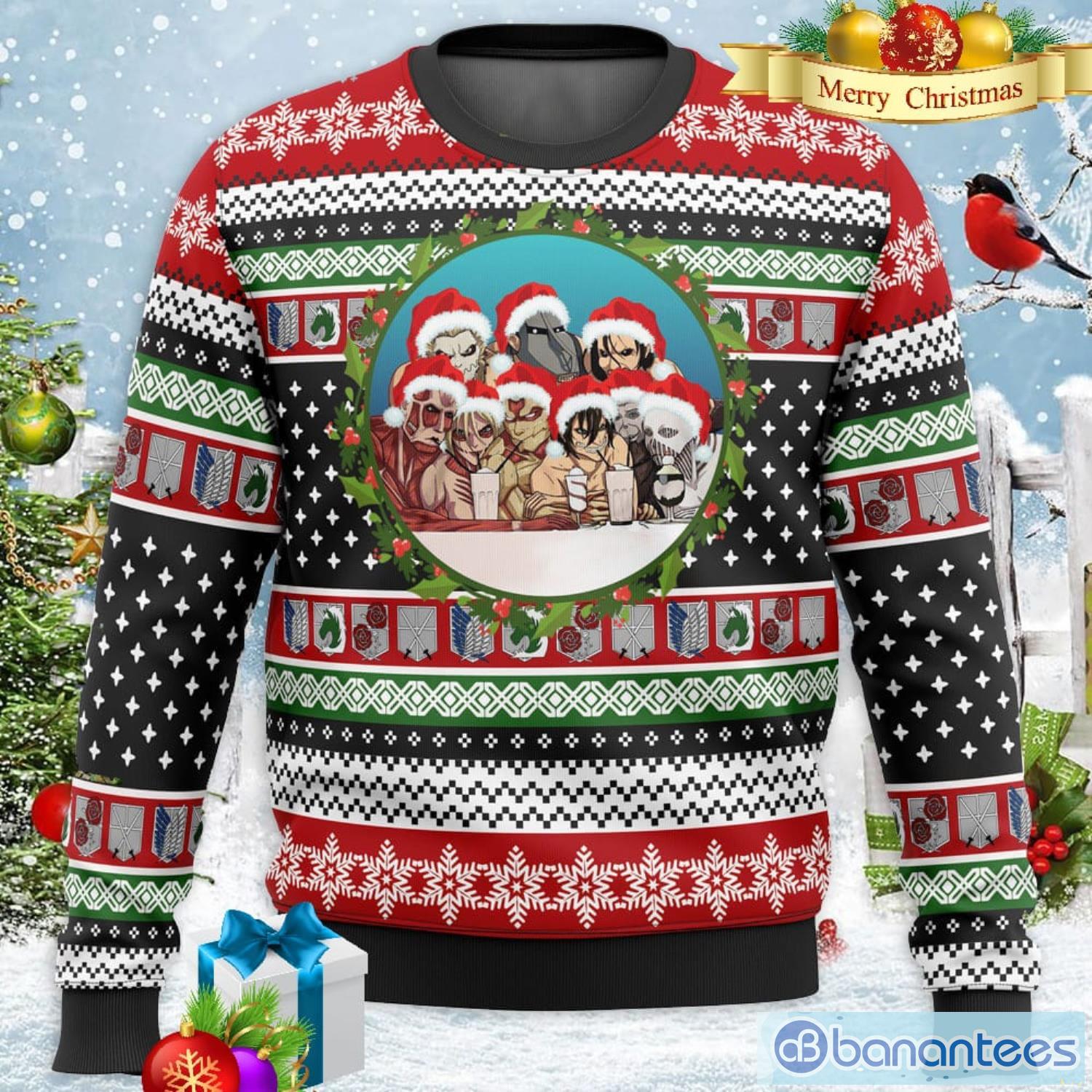 Nine Titans Attack on Titan Xmas Men And Women Christmas Gift 3D Ugly  Christmas Sweater - Banantees