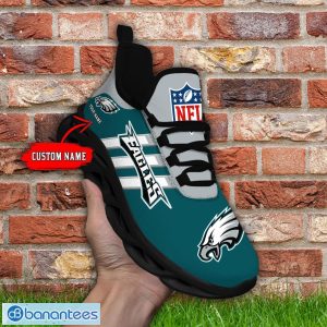 Custom Name Philadelphia Eagles Running Sneakers Striped Style Max Soul Shoes For Fans Product Photo 2