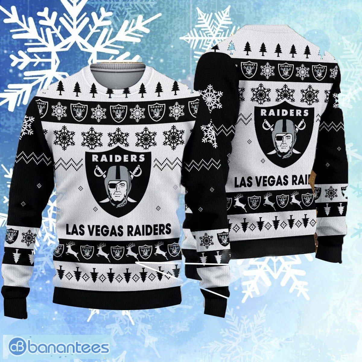 Las Vegas Raiders Christmas Pattern Ugly Christmas Sweater Bells