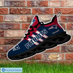 Custom Name New England Patriots Running Sneakers Striped Style Max Soul Shoes For Fans Product Photo 3