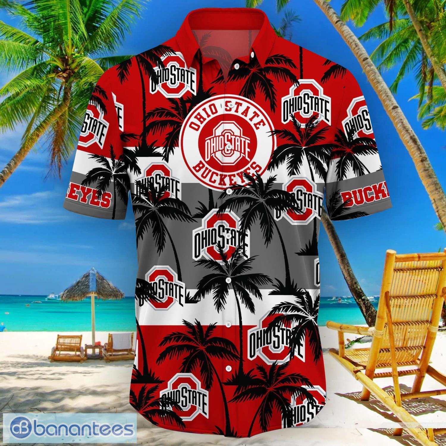 Ohio State Buckeyes Button Up Tropical Aloha Hawaiian Shirt