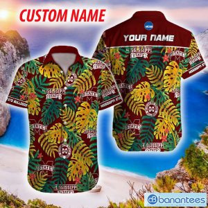 NCAA Mississippi State Bulldogs Hawaiian Shirt Custom Name Leaf Colors For Men And Women - Mississippi State Bulldogs NCAA Hawaiian Shirt_1