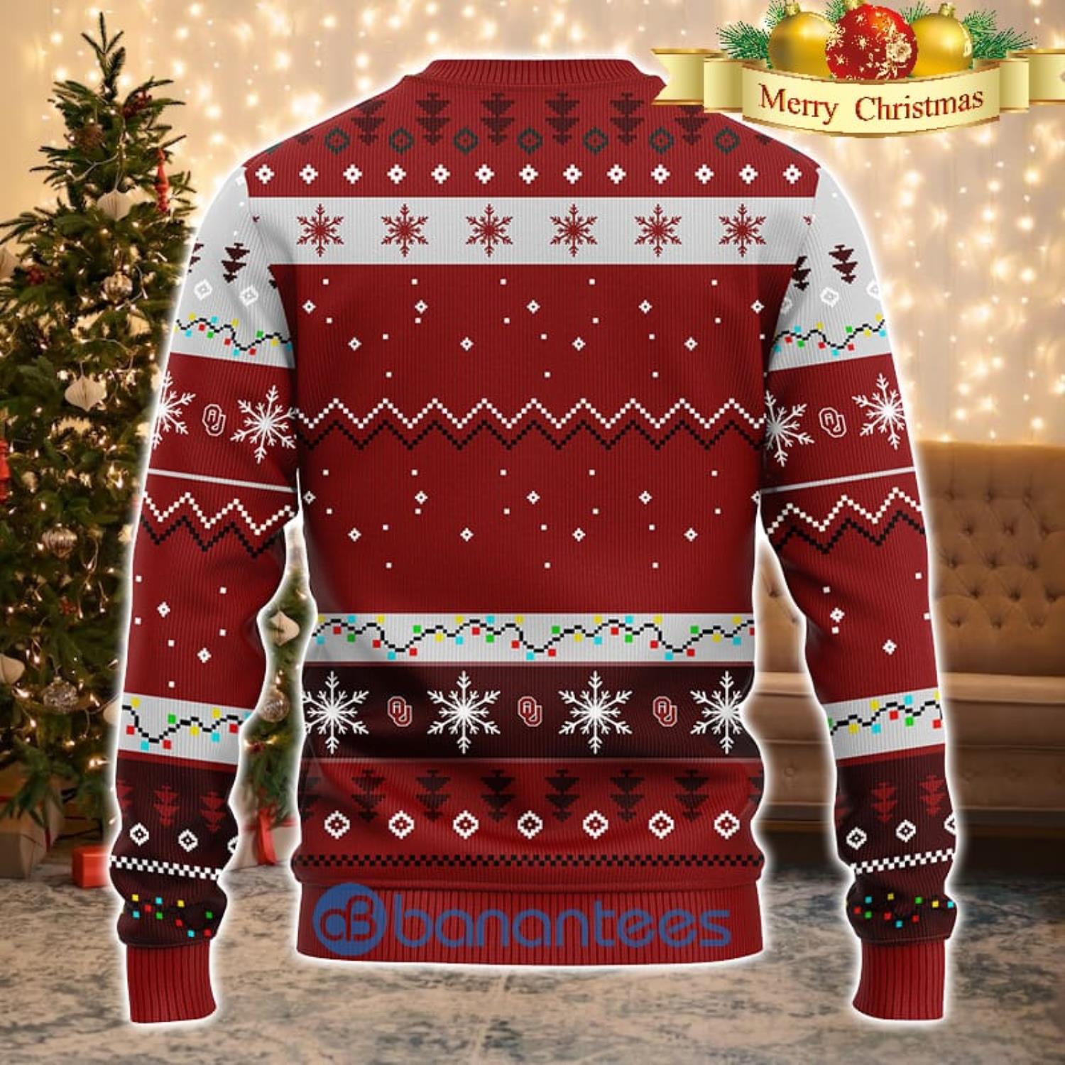 Oklahoma Sooners NCAA Team Dabbing Santa Claus Funny Men And Women Christmas Gift 3D Ugly Christmas Sweater Product Photo 2