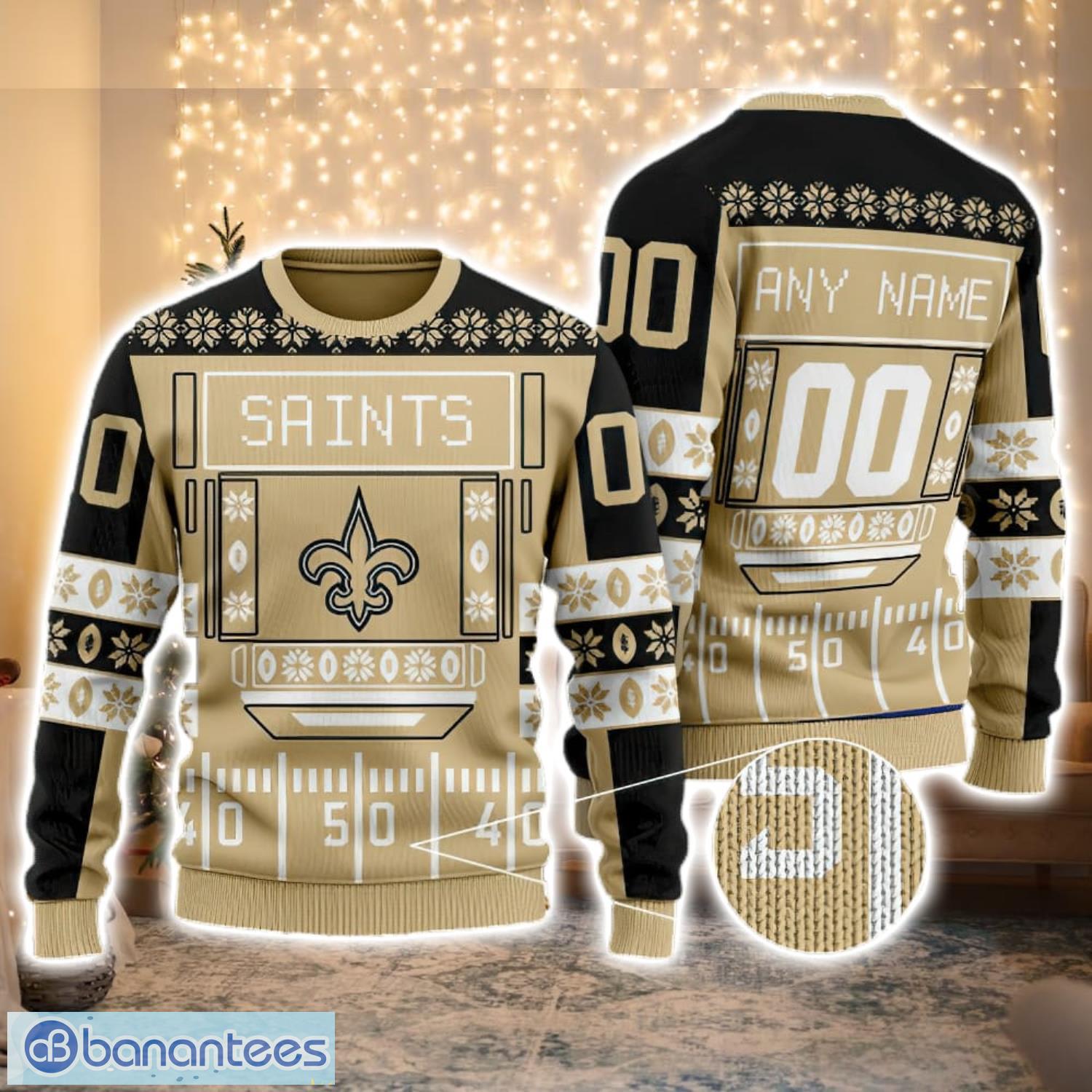 Custom Name And Number NFL New Orleans Saints Team Ugly Christmas Sweater  Christmas Gift