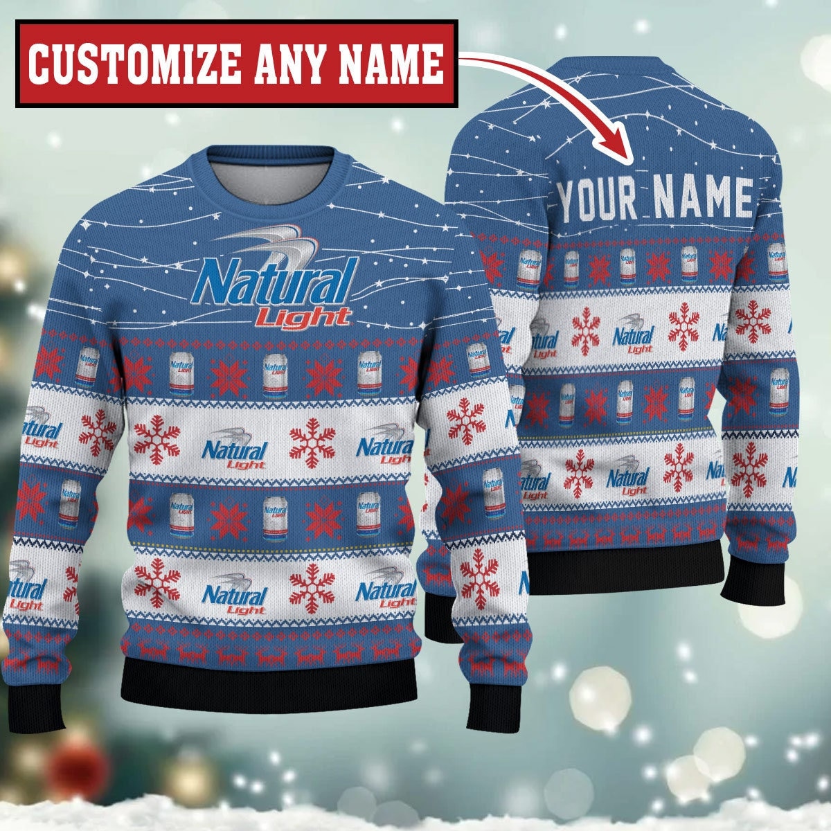 New York Giants Basic Pattern Ugly Christmas Sweater - Banantees