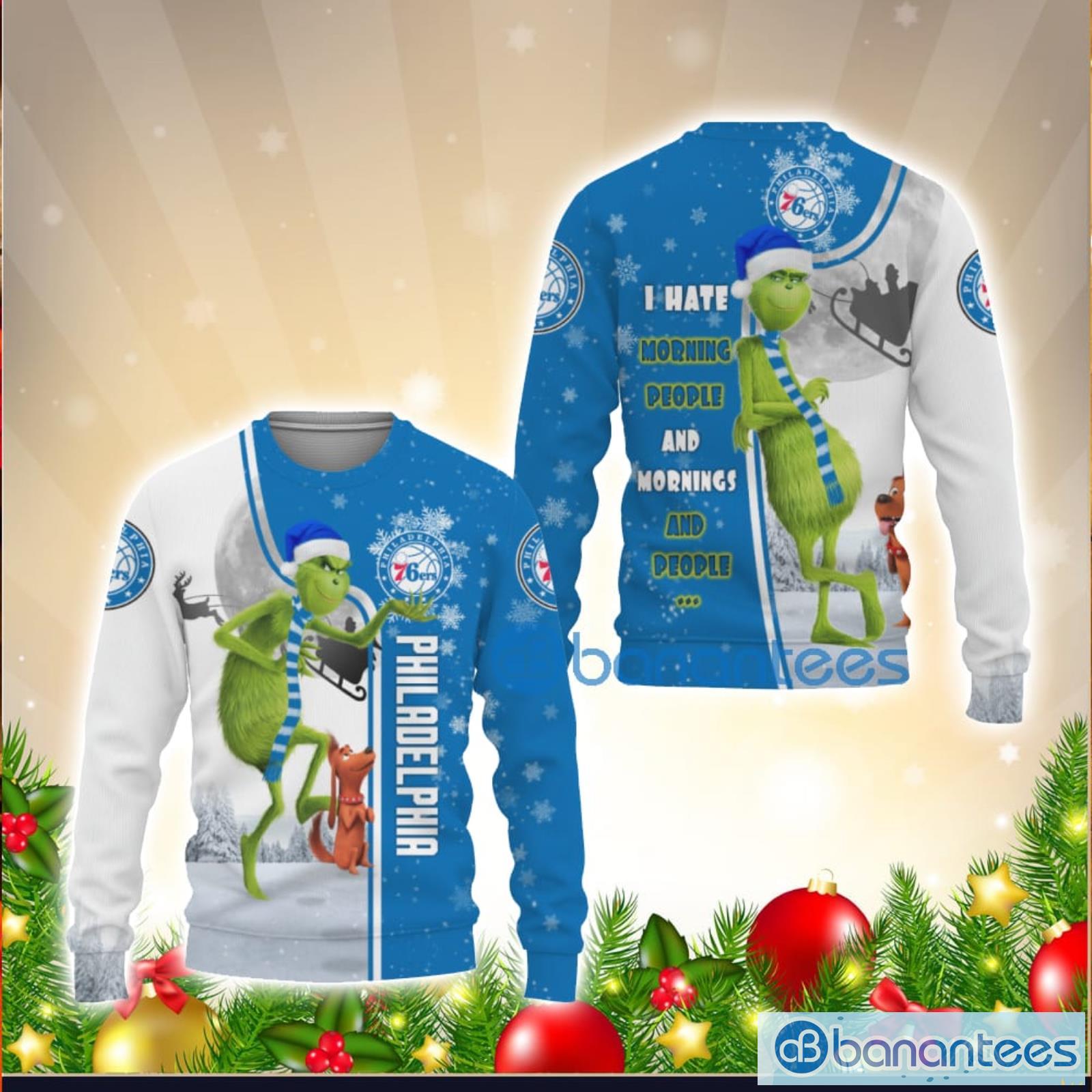 Funny Grinch Loves Basketball Christmas Sweater