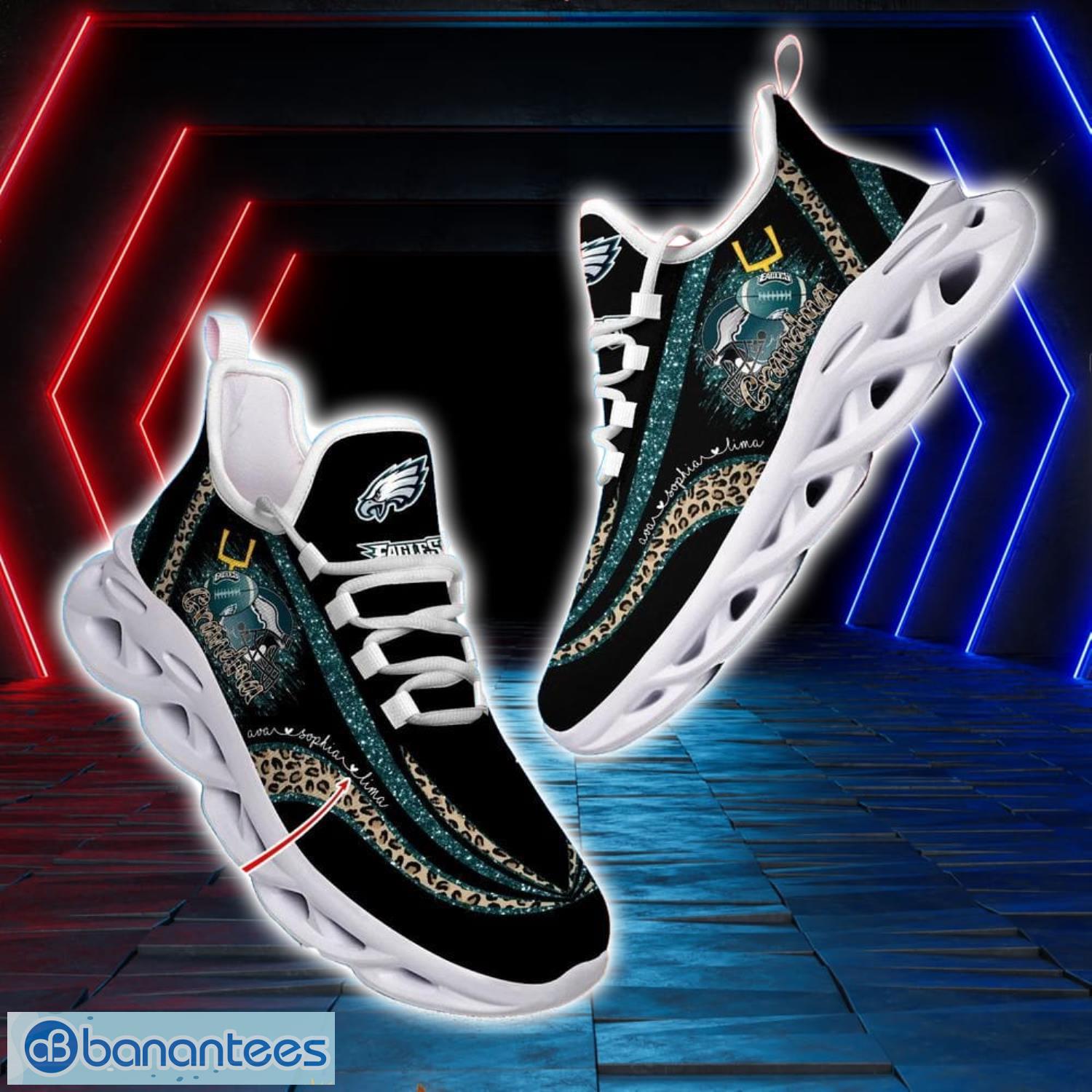 Philadelphia Eagles NFL Max Soul Shoes Custom Name Leopard Prints Running Shoes For NFL Fans Product Photo 2