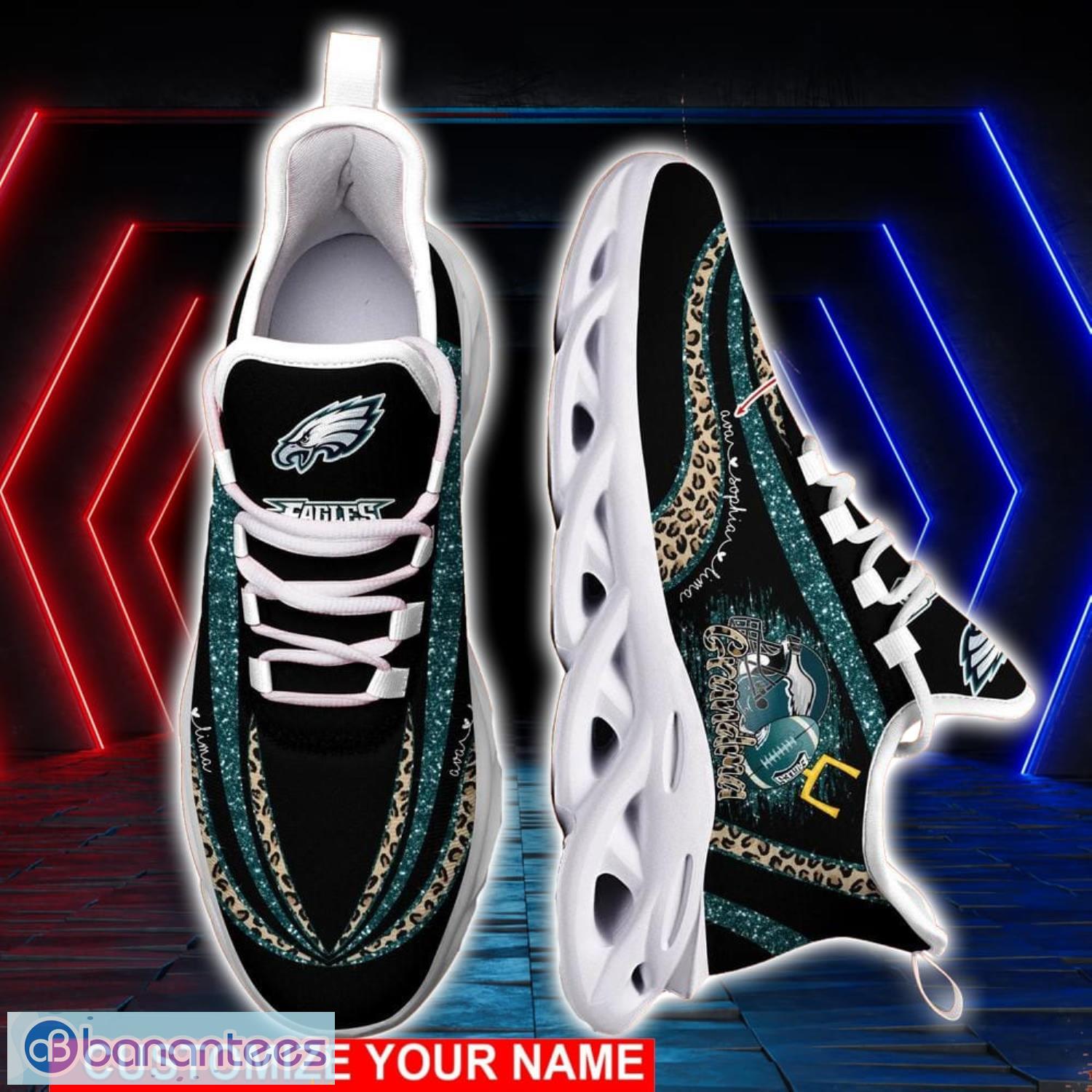 Philadelphia Eagles NFL Max Soul Shoes Custom Name Leopard Prints Running Shoes For NFL Fans Product Photo 1