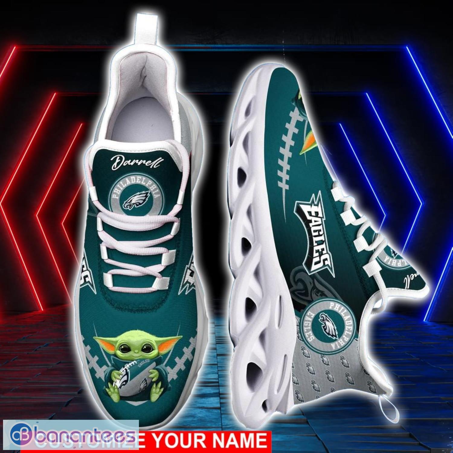 Philadelphia Eagles NFL Max Soul Shoes Custom Name Yoda Lover Gift Running Sneakers Product Photo 2