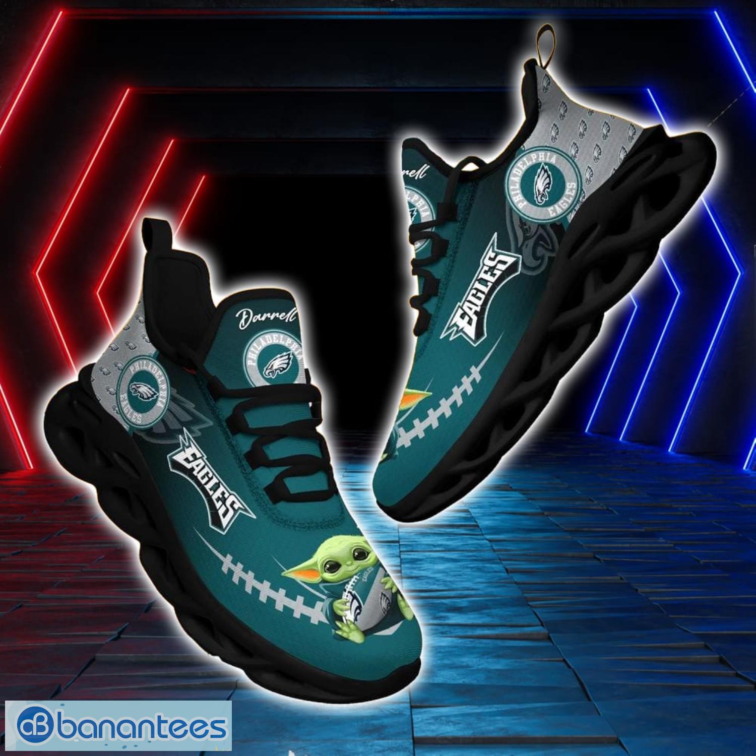 Philadelphia Eagles NFL Max Soul Shoes Custom Name Yoda Lover Gift Running Sneakers Product Photo 1