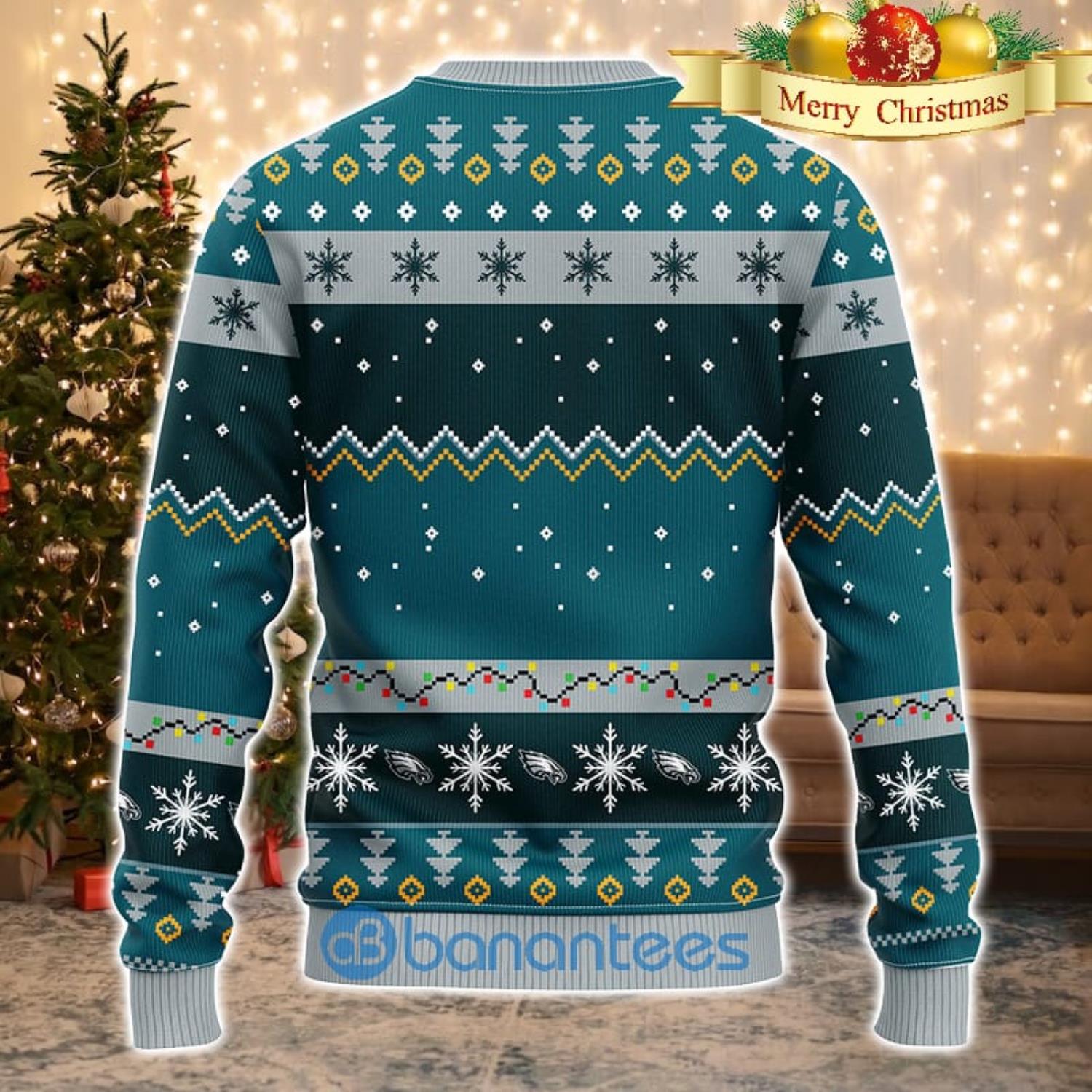 Philadelphia Eagles NFL Team Dabbing Santa Claus Funny Men And Women Christmas Gift 3D Ugly Christmas Sweater Product Photo 2