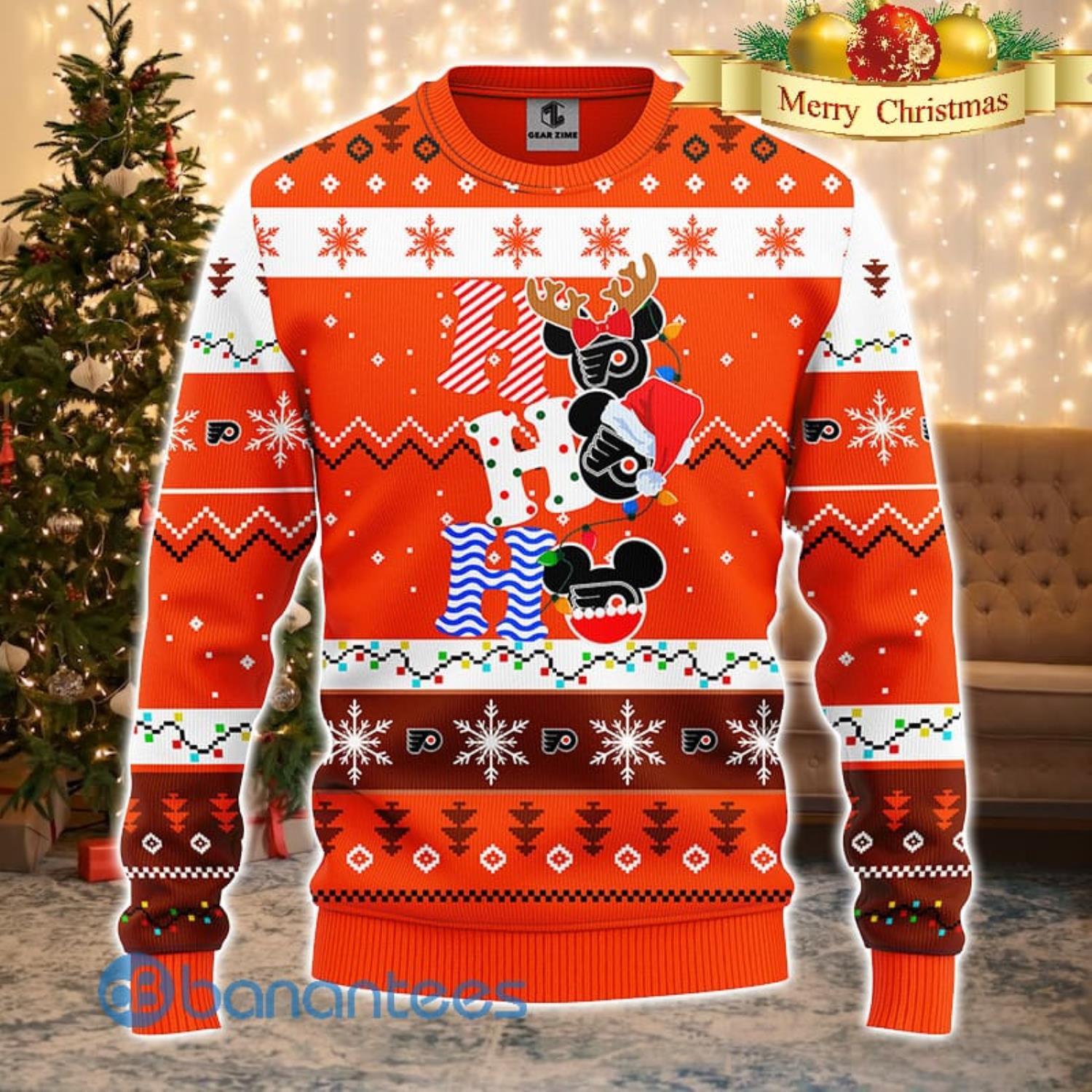 Philadelphia Flyers NHL Team HoHoHo Mickey Funny Men And Women Christmas Gift 3D Ugly Christmas Sweater Product Photo 2