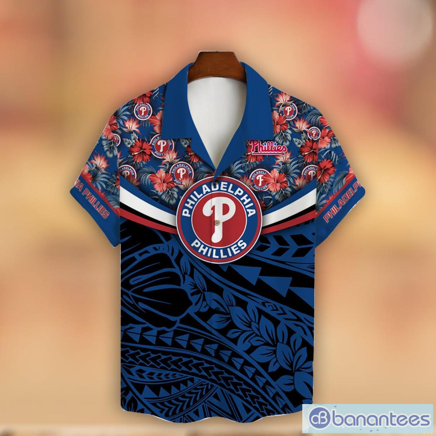 New MLB Philadelphia Phillies Official True Fan Blue Polyester Shirt