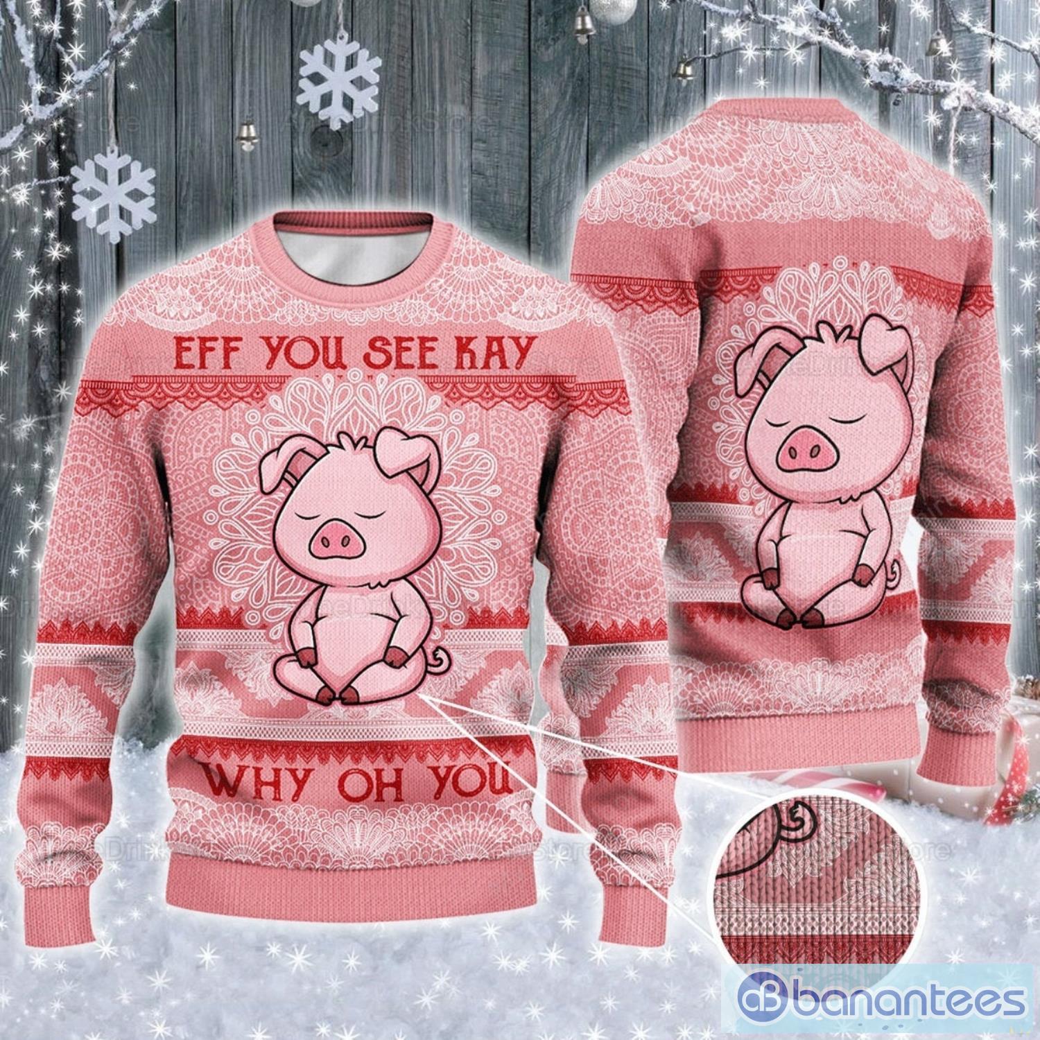 Pig Lovers Gift Eff All Over Print Sweater Xmas Christmas Gift Vacation For Men And Women Product Photo 1