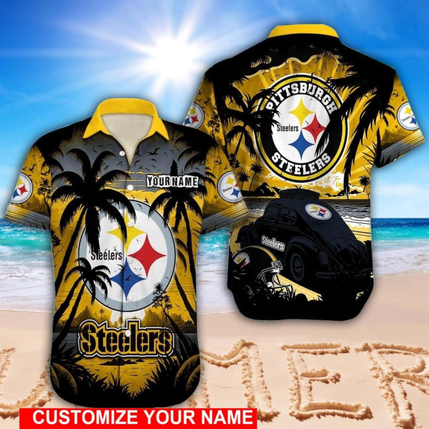 Personalized And Number Pittsburgh Steelers And Floral Hawaiian Shirt And  Shorts Summer Gift For Fans - Banantees