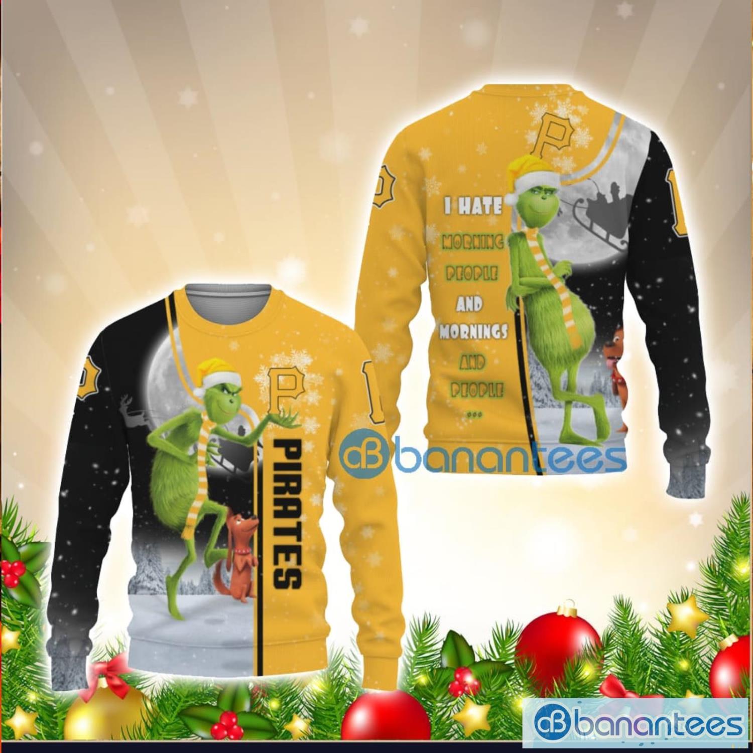 MLB Pittsburgh Pirates Funny Grinch Christmas Red Ugly 3D Sweater For Men  And Women Gift Ugly Christmas - Banantees