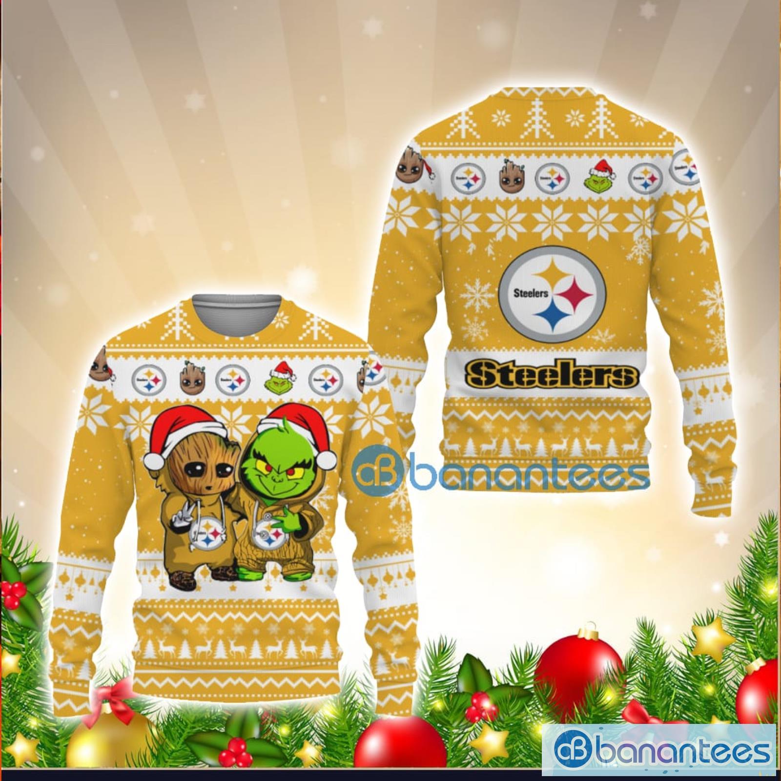 The Grinch And Pittsburgh Steelers Funny Gift Ugly Christmas Wool