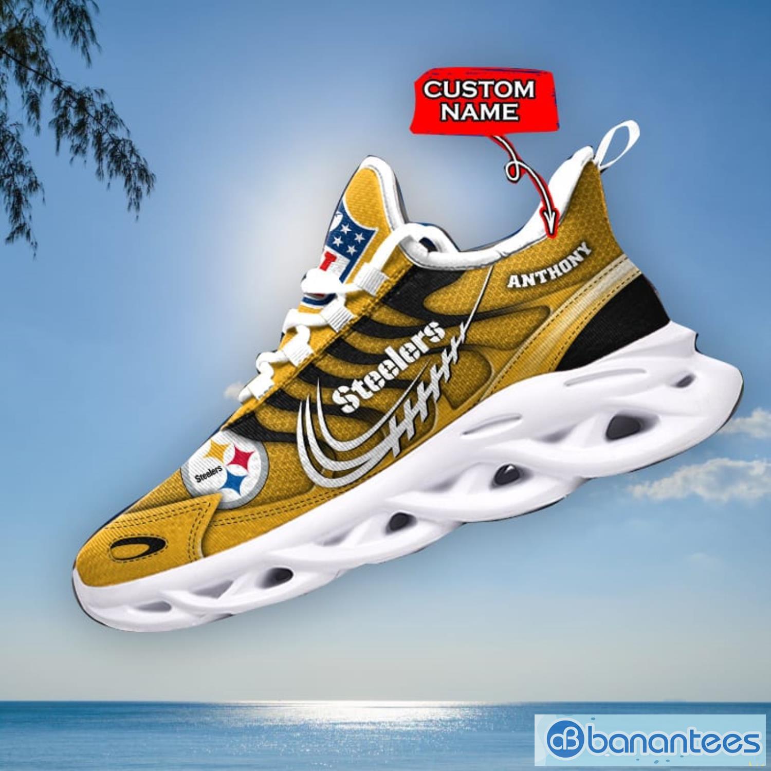 Custom Name NFL Pittsburgh Steelers Style Logo Caro Max Soul Shoes