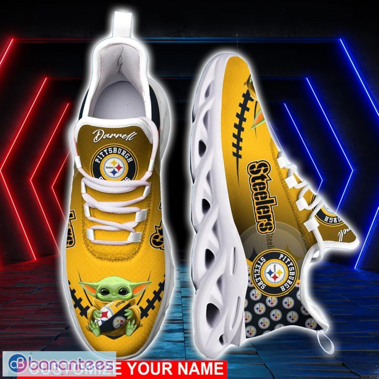Pittsburgh Steelers NFL Max Soul Shoes Custom Name Yoda Lover Gift Running Sneakers Product Photo 2