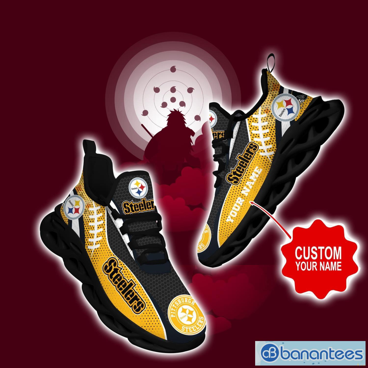 Custom Name NFL Pittsburgh Steelers Style Logo Caro Max Soul Shoes