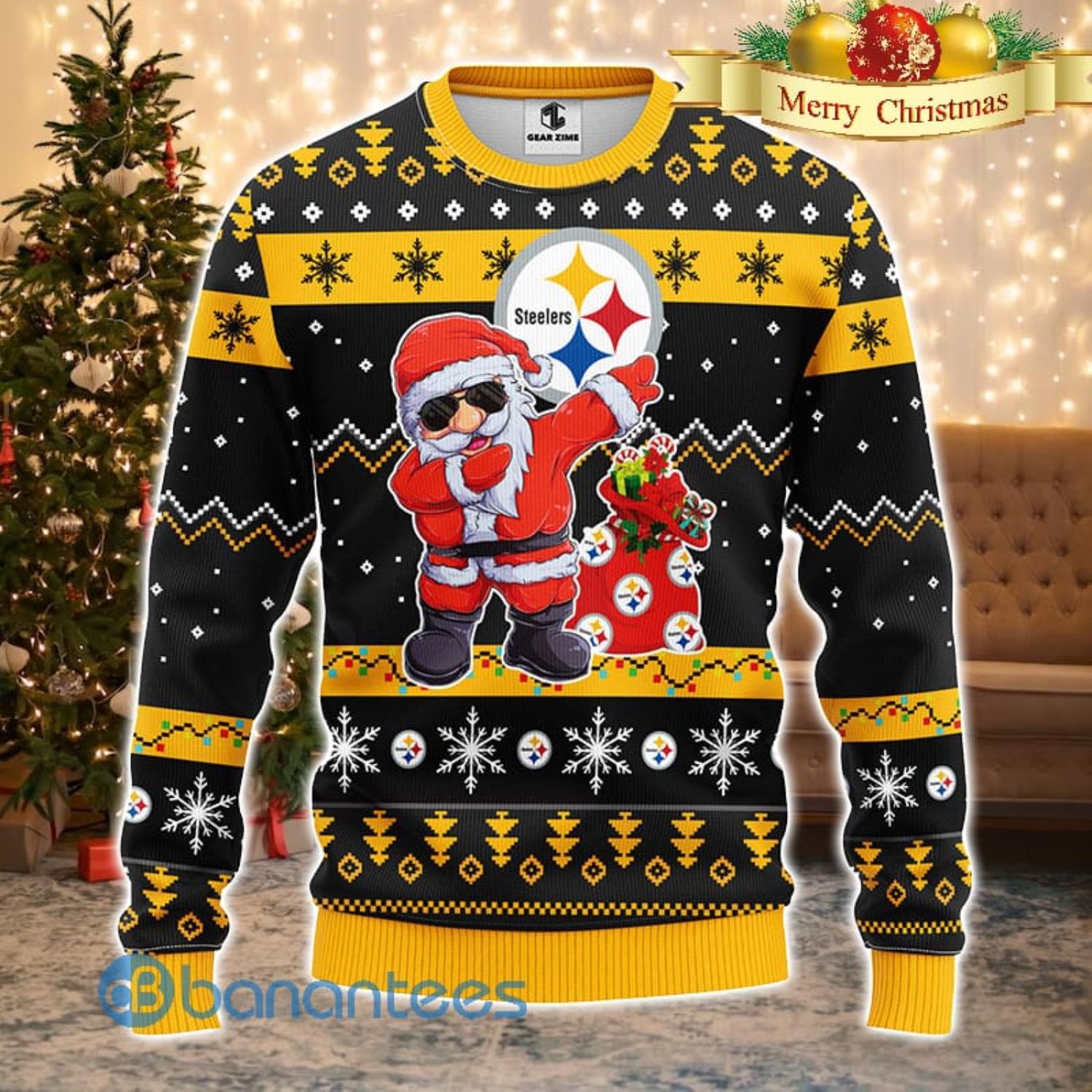 Pittsburgh Steelers Christmas Santa Claus Pattern Ugly Sweater For Men  Women - Banantees