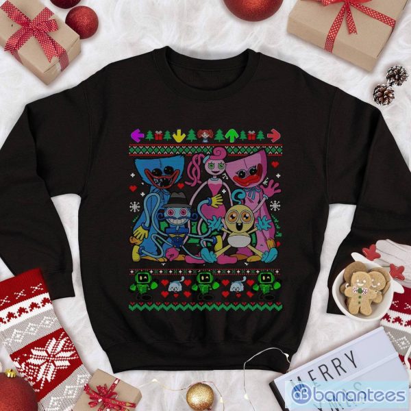 Poppy Playtime Ugly Christmas Sweatshirt Huggy Wuggy Kissy Missy Poppy Playtime Family Christmas Sweater Product Photo 1