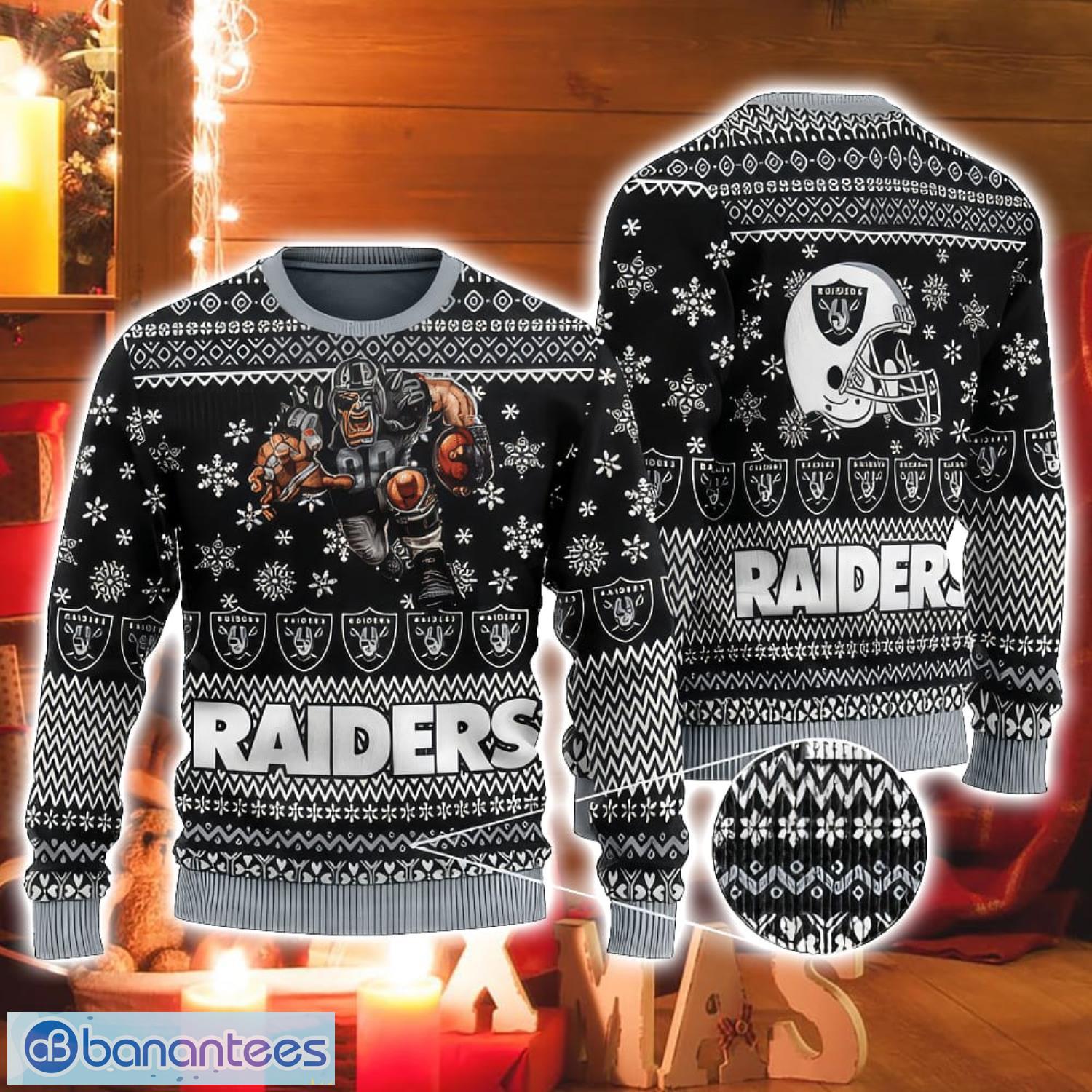 NFL Las Vegas Raiders Christmas Gift Funny Santa 3D Ugly Christmas Sweater  For Men And Women - Banantees