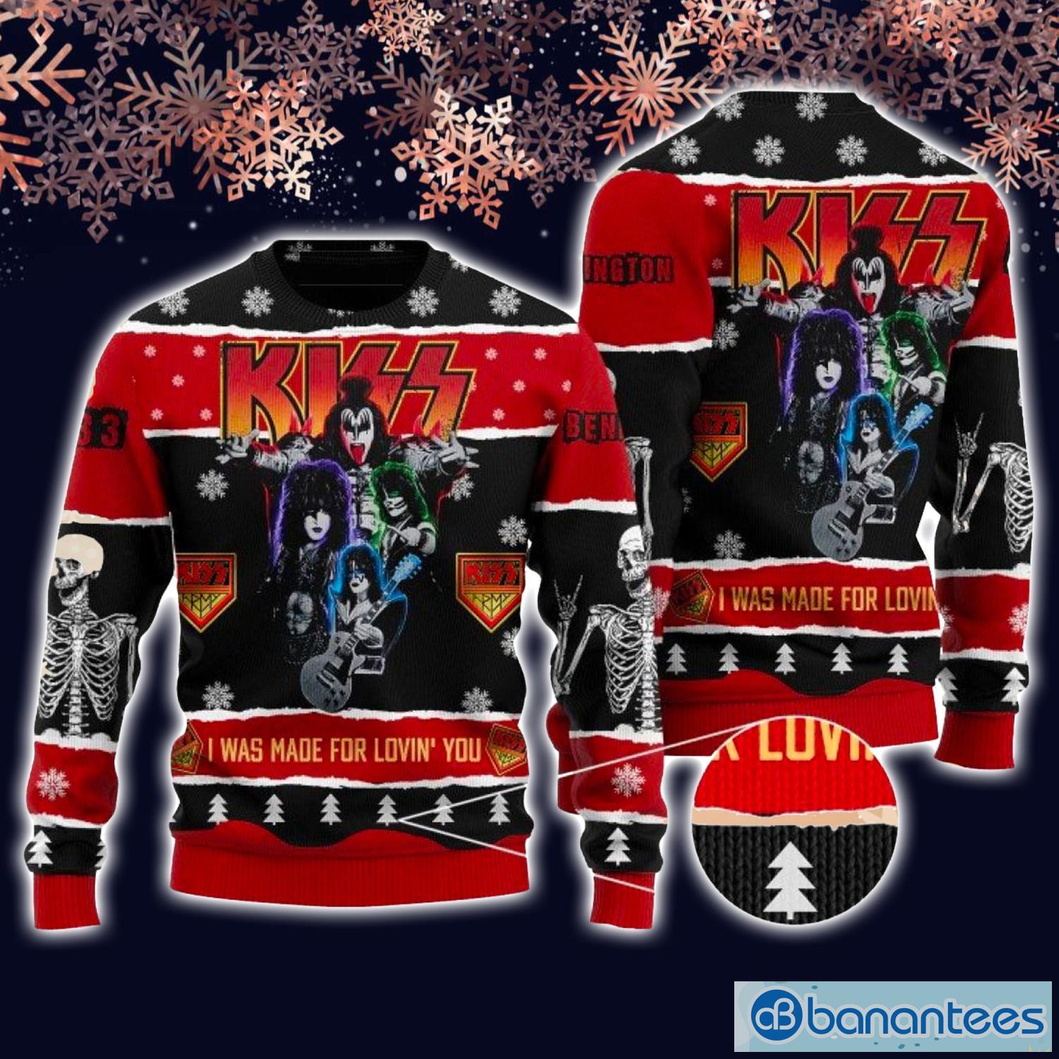 Roll ‘n Rock I Was Made For Lovin You Kiss Custom Ugly Christmas Sweater Xmas Christmas Gift Vacation Product Photo 1